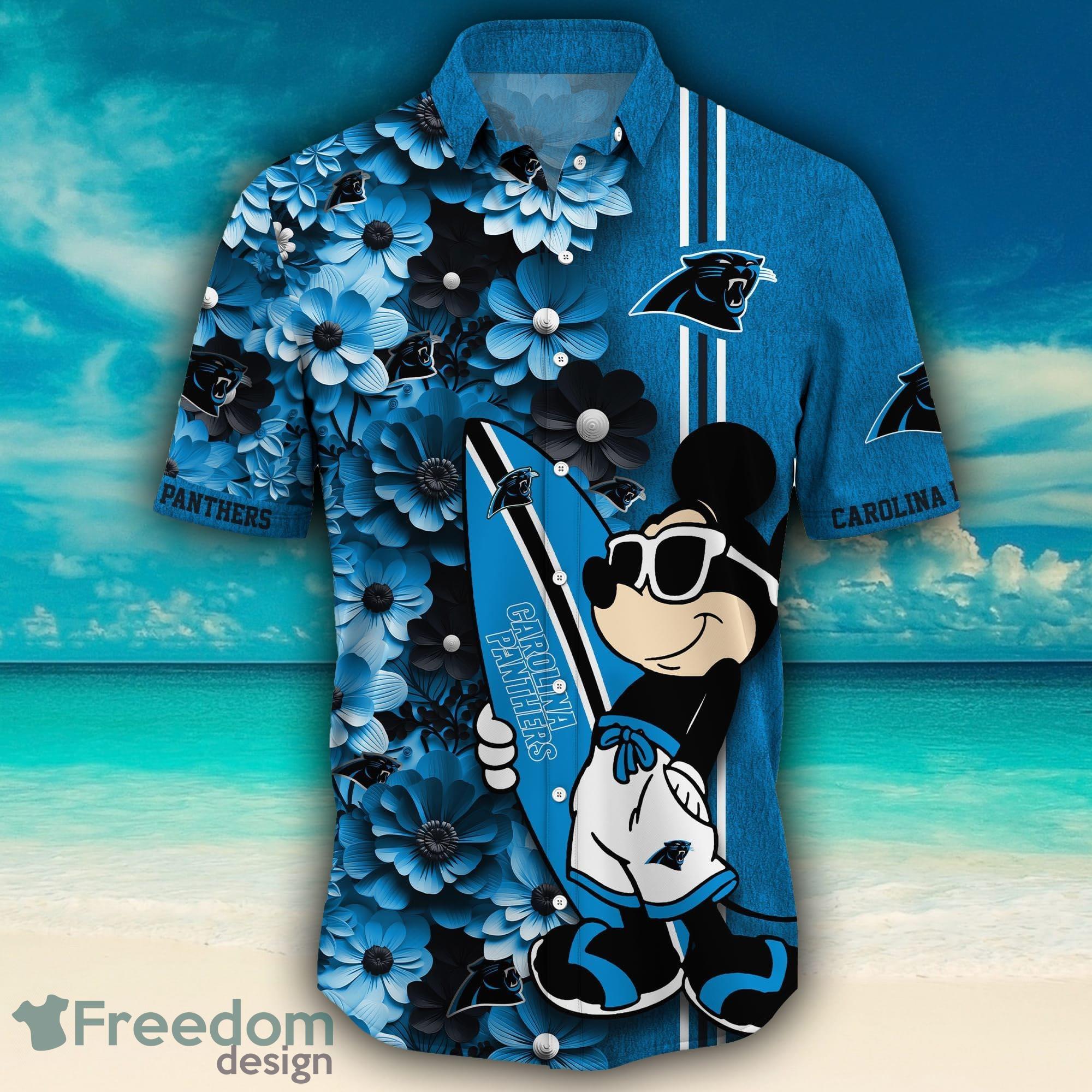 Carolina Panthers Surfboard Parttern Mickey Mouse Flower Hawaiian Shirt -  Freedomdesign