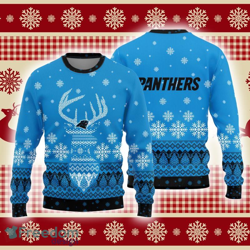 Carolina Panthers Christmas Reindeer Ugly Christmas Sweater