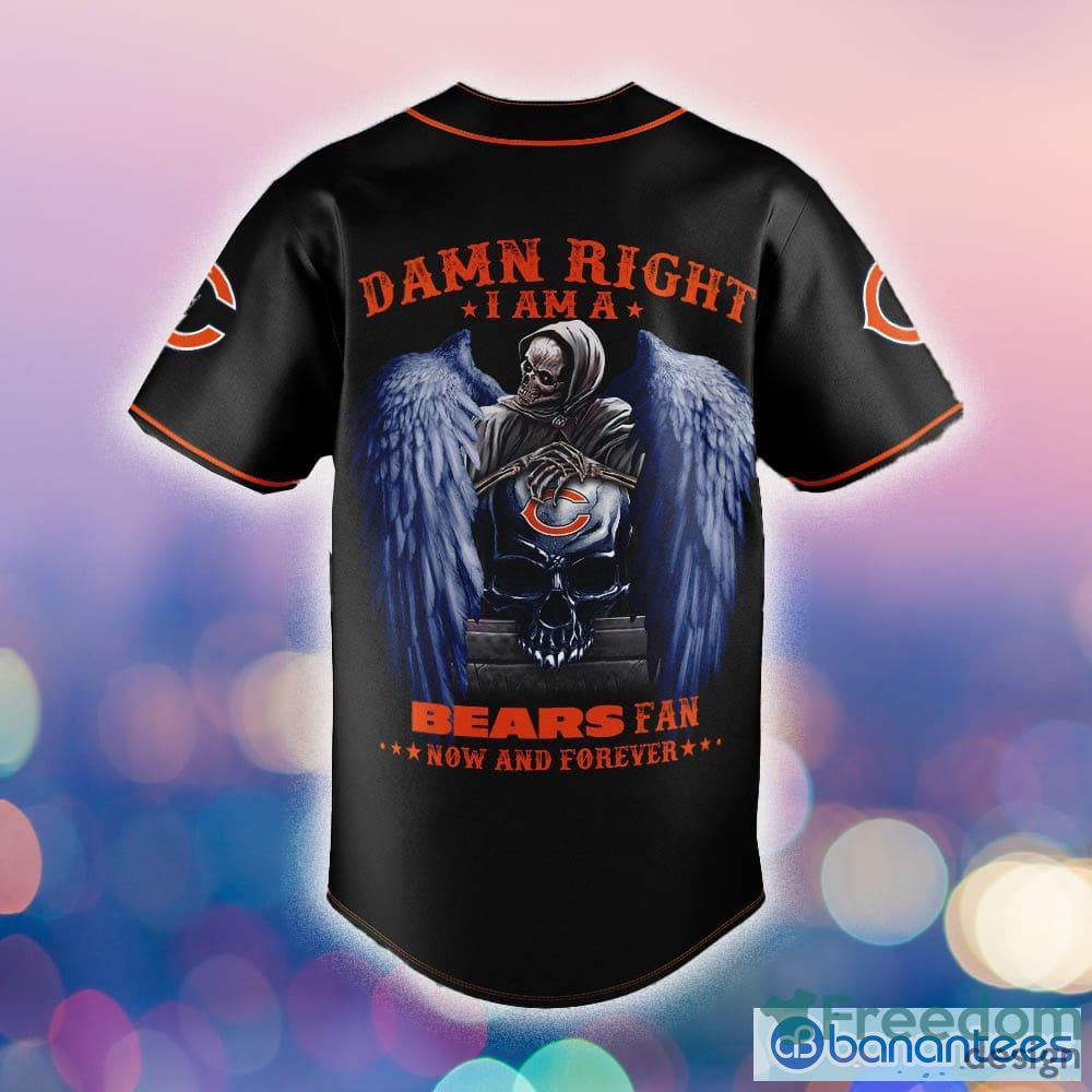 Chicago Bears Damn Right NFL Jersey Shirt Skull Custom Number And Name Gift  For Fans Halloween - Freedomdesign