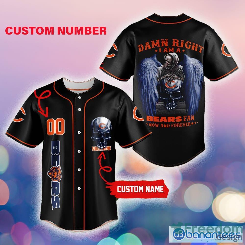 Custom Number And Name Chicago Bears Skull Halloween Baseball Jersey Unisex  - Banantees