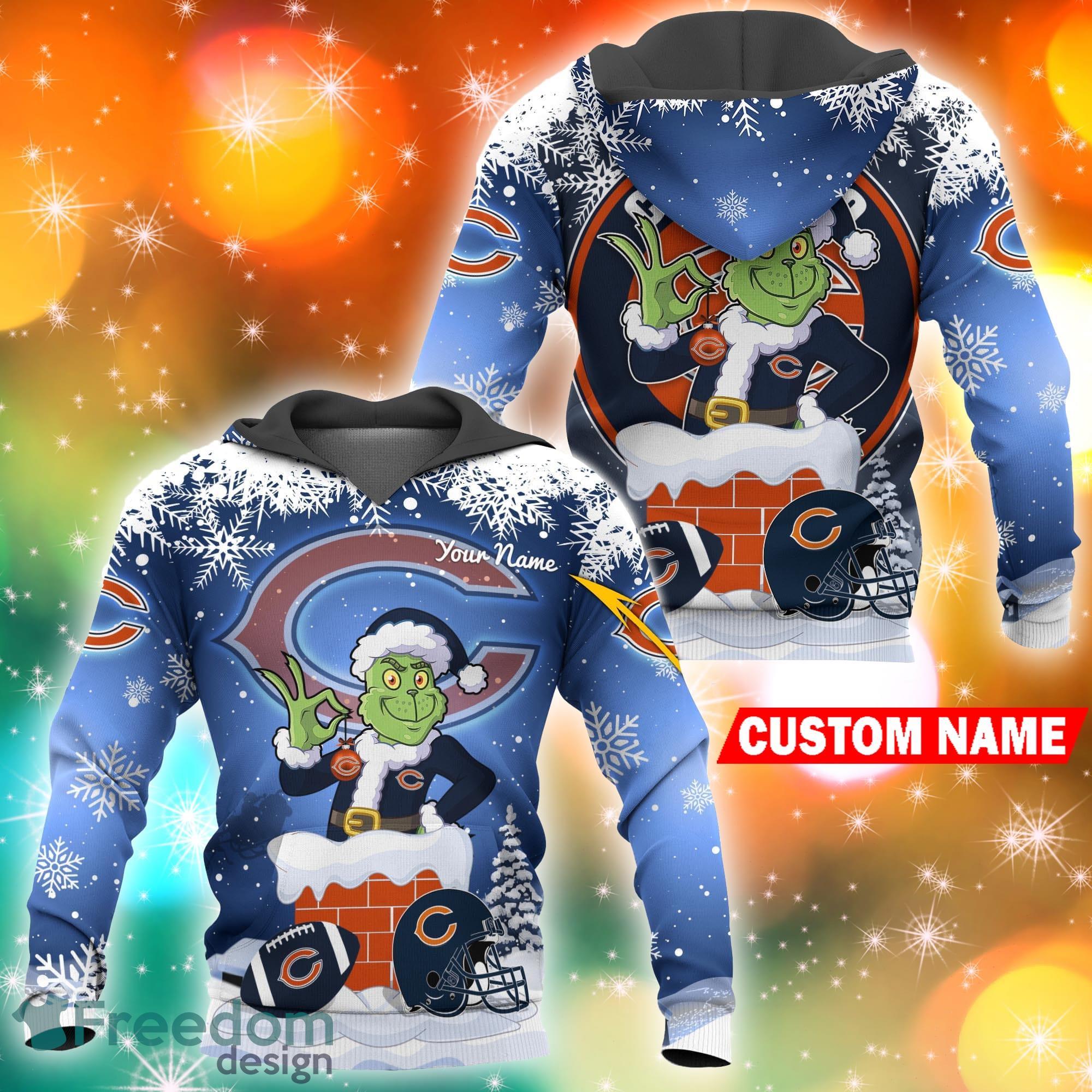 Chicago Bears NFL Christmas Grinch in Chimney 3D Hoodie Pullover