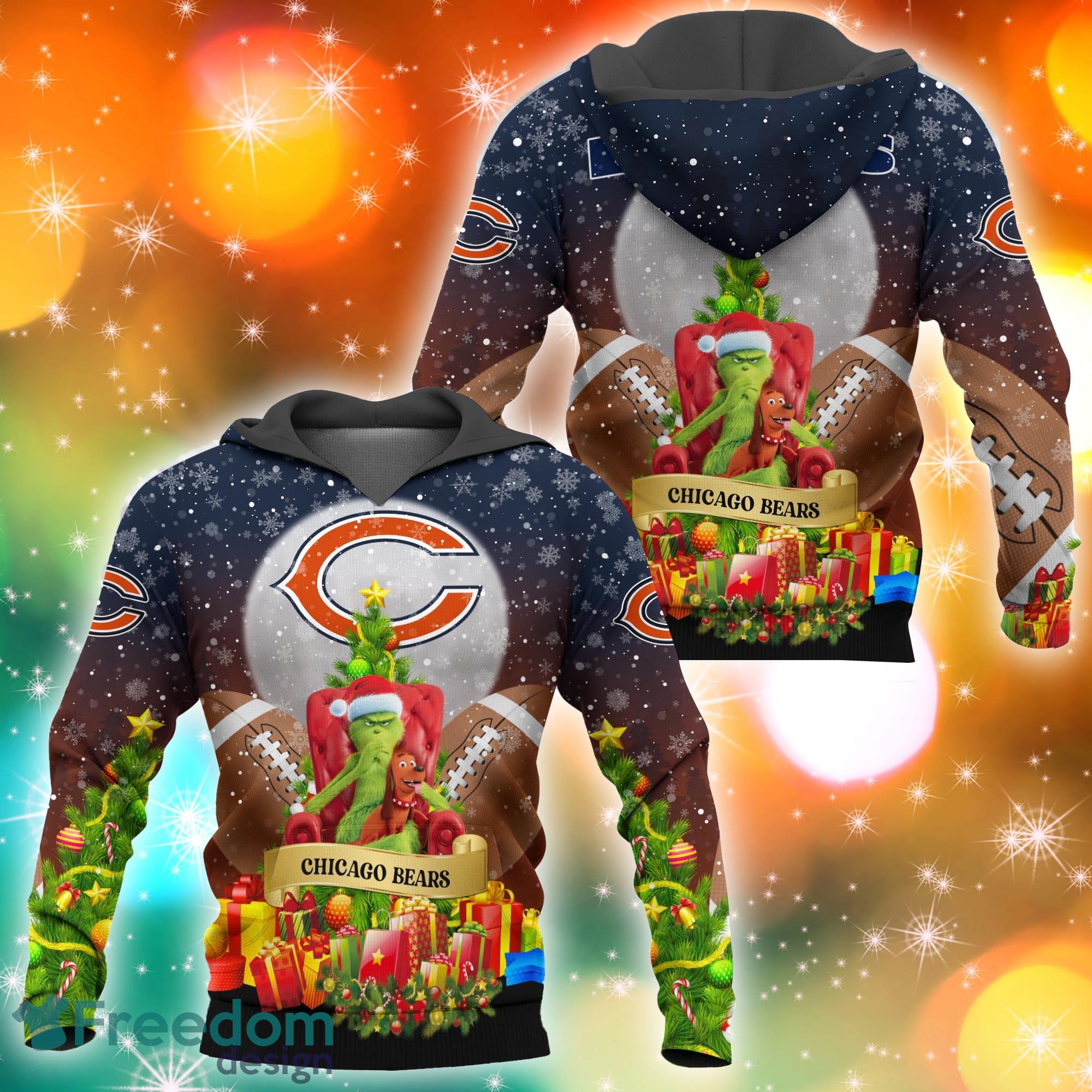 Chicago Bears NFL Grinch Christmas Tree 3D Hoodie Pullover Prints -  Freedomdesign