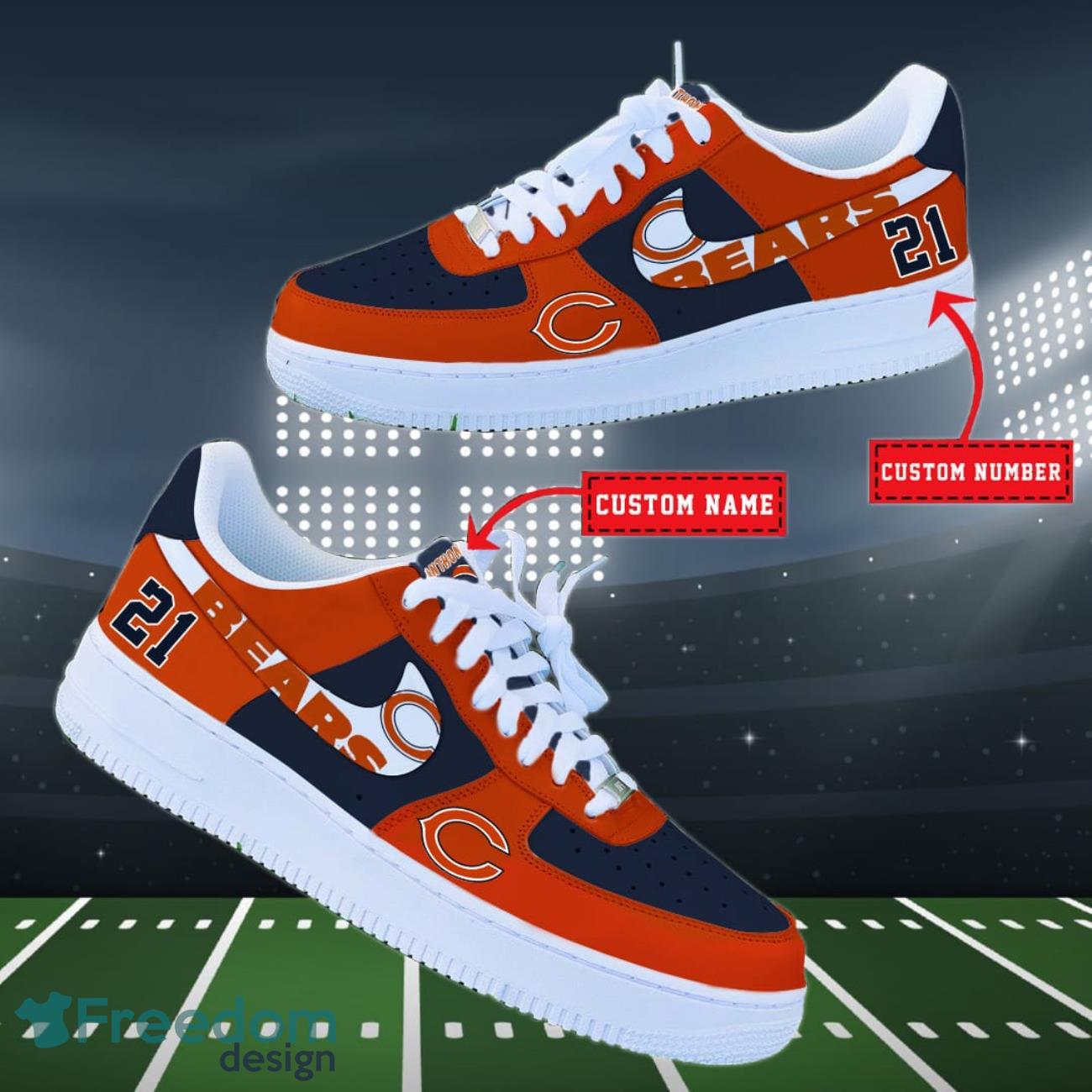 Chicago Bears NFL Personalized Air Force Shoes Custom Name Product Photo 2