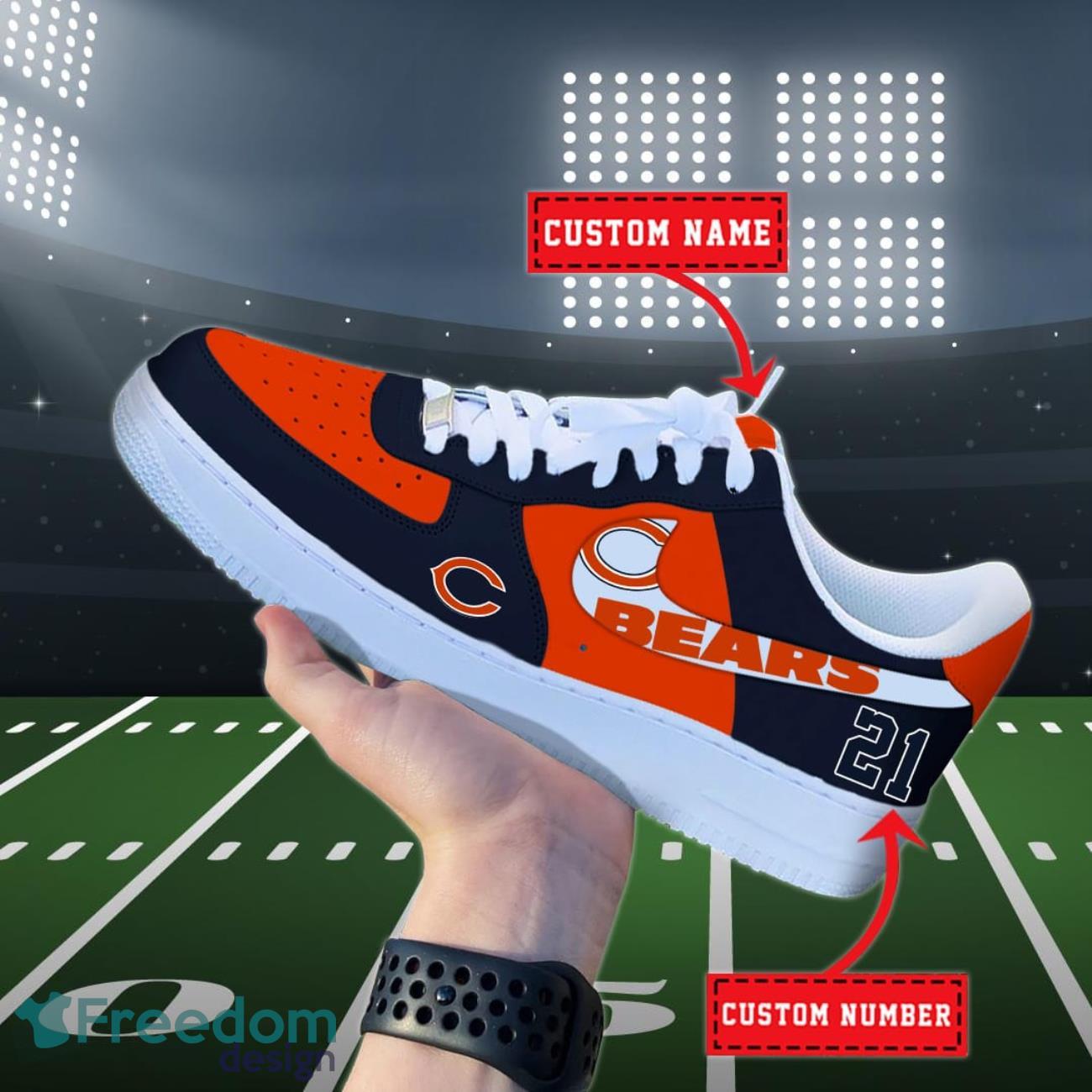 Chicago Bears NFL Personalized Air Force Shoes Custom Name Product Photo 1