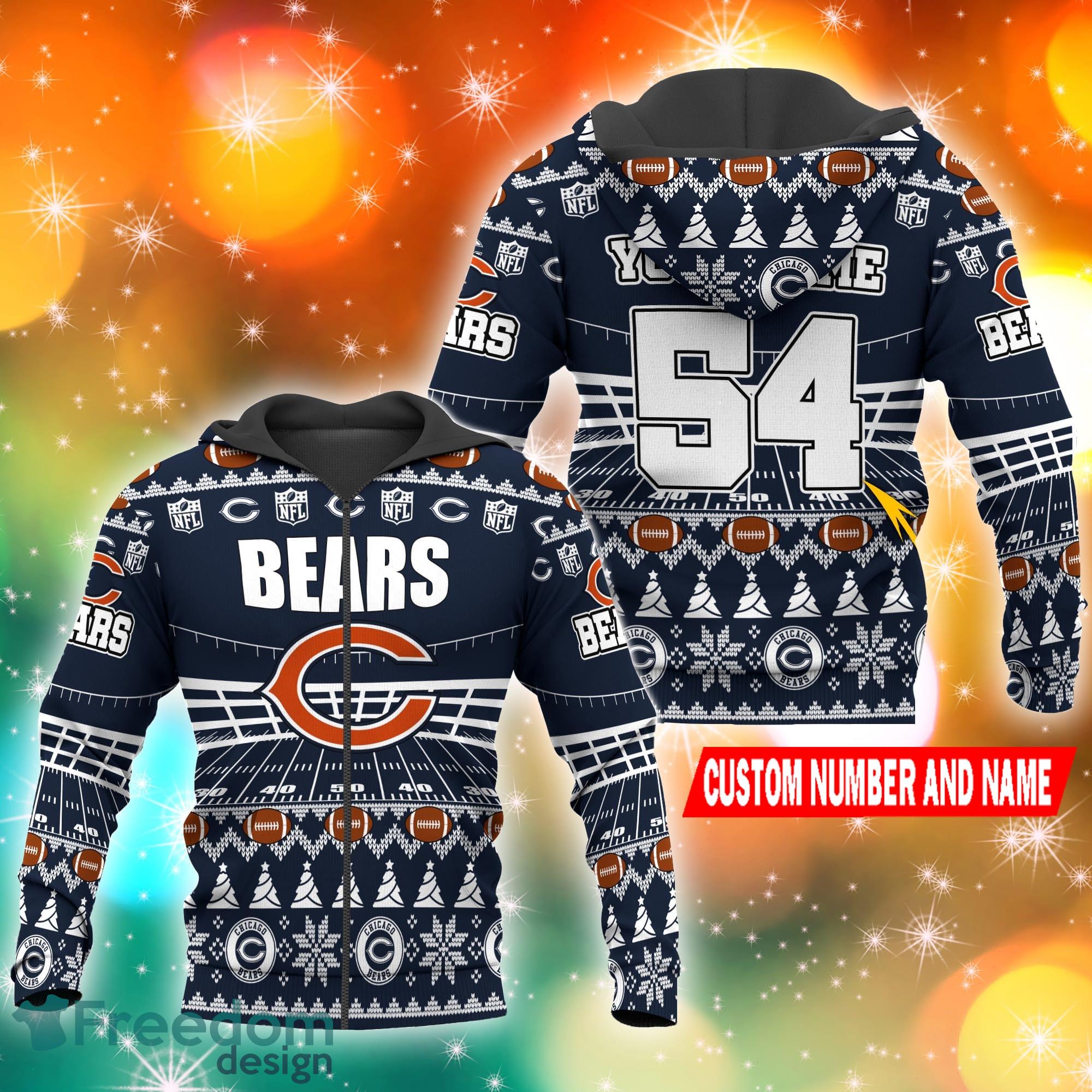 Custom Name And Number Bears NFL Ugly Christmas Sweater