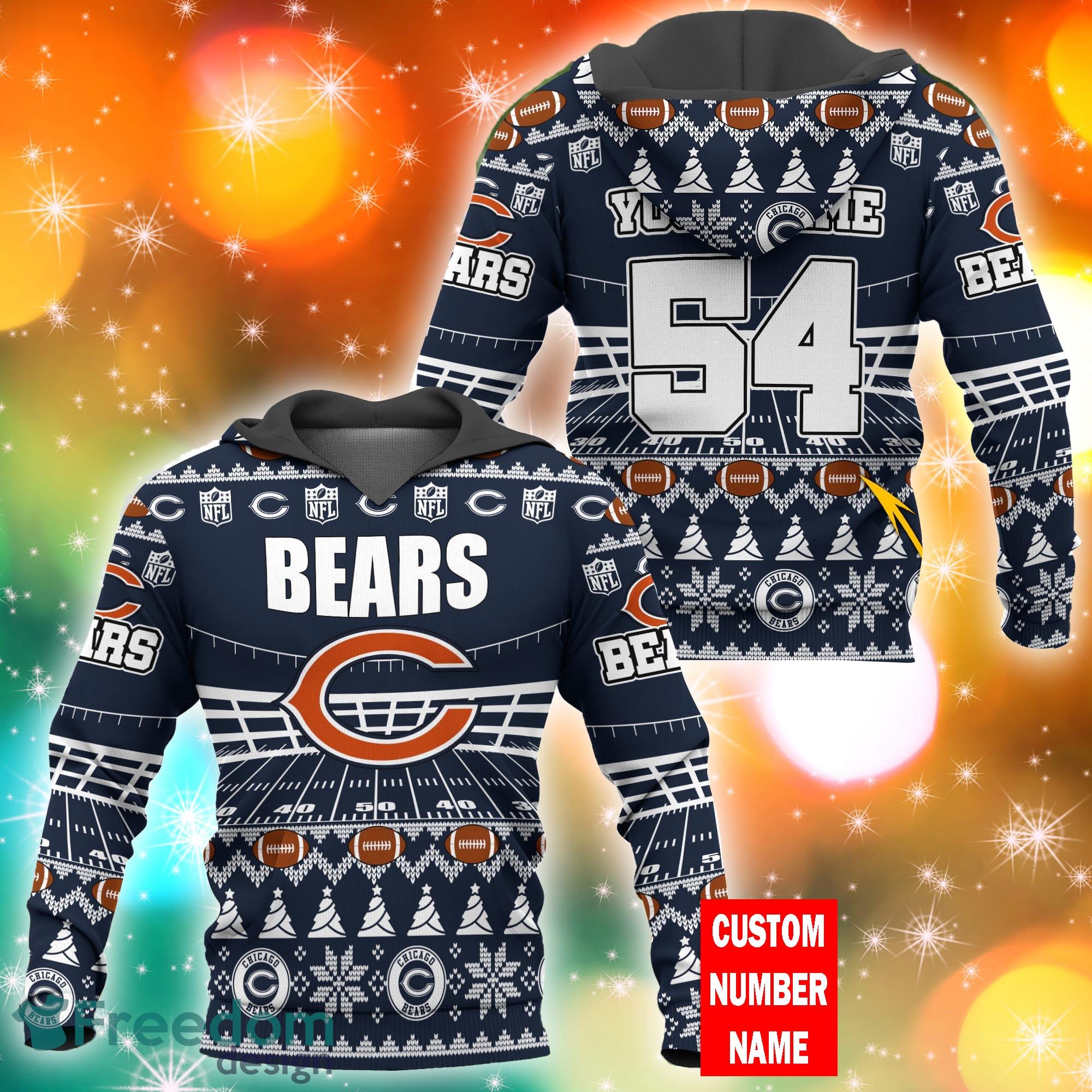 Chicago Bears NFL Ugly Stadiums Christmas 3D Zip Hoodie Custom Number And  Name - Freedomdesign