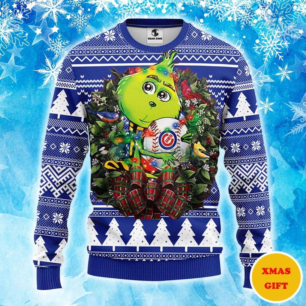 Chicago Cubs Grinch Hug Christmas AOP Sweater - Freedomdesign