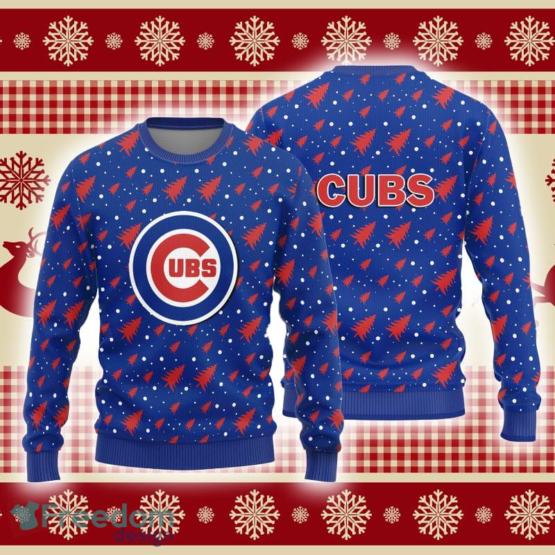 Chicago Cubs Christmas Pine Tree Pattern Ugly Christmas Sweater