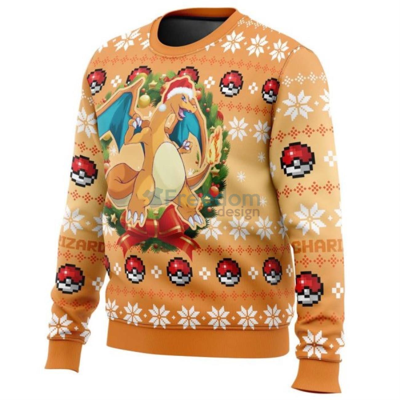 Christmas Charizard Pokemon Christmas Knitted Sweater Product Photo 2