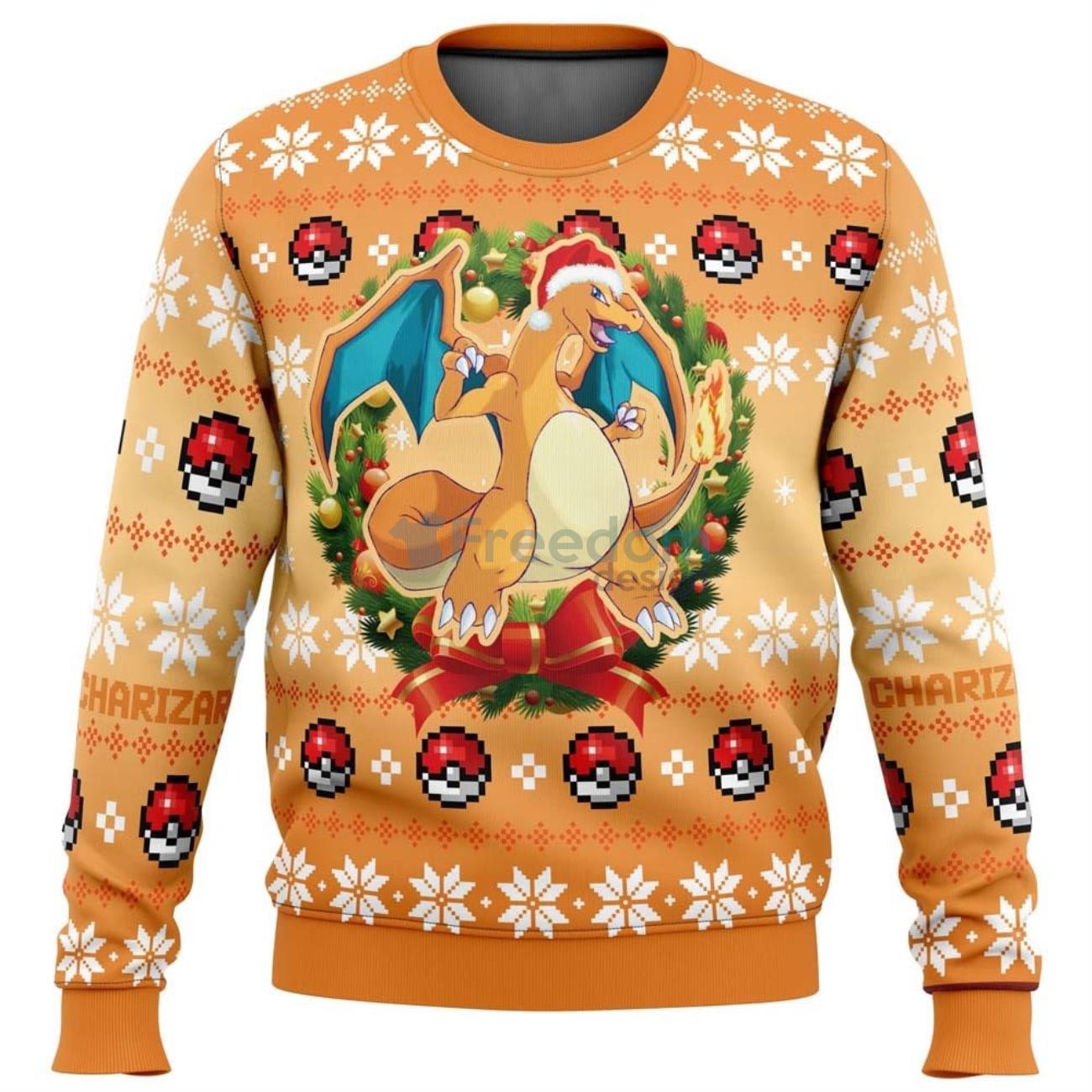 Christmas Charizard Pokemon Christmas Knitted Sweater Product Photo 1