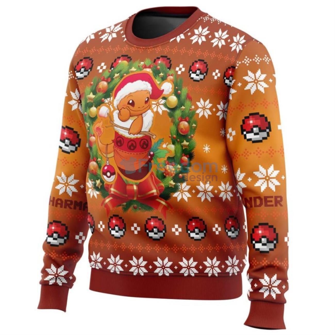 Christmas Charmander Pokemon Christmas Knitted Sweater Product Photo 2