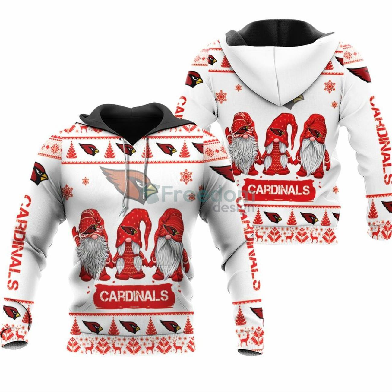 Christmas Gnomes Arizona Cardinals 3D Pullover Hoodie - Freedomdesign