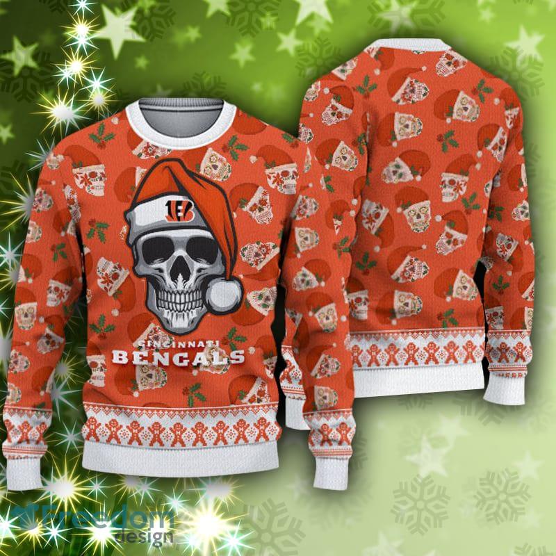 Cincinnati Bengals Fans Skull Sleigh Knitted Christmas Sweater