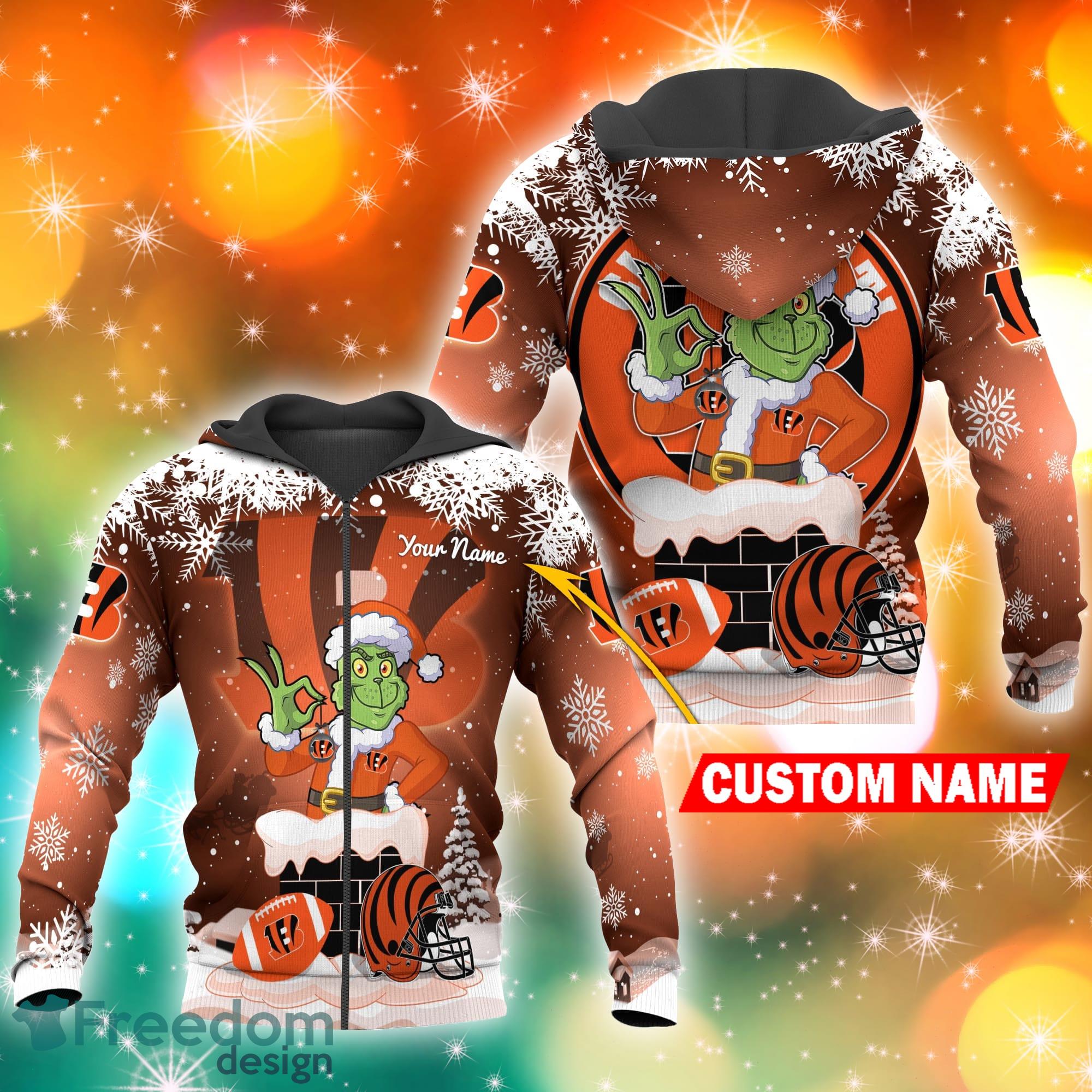 NFL Cincinnati Bengals Custom Name Text Santa Down The Chimney