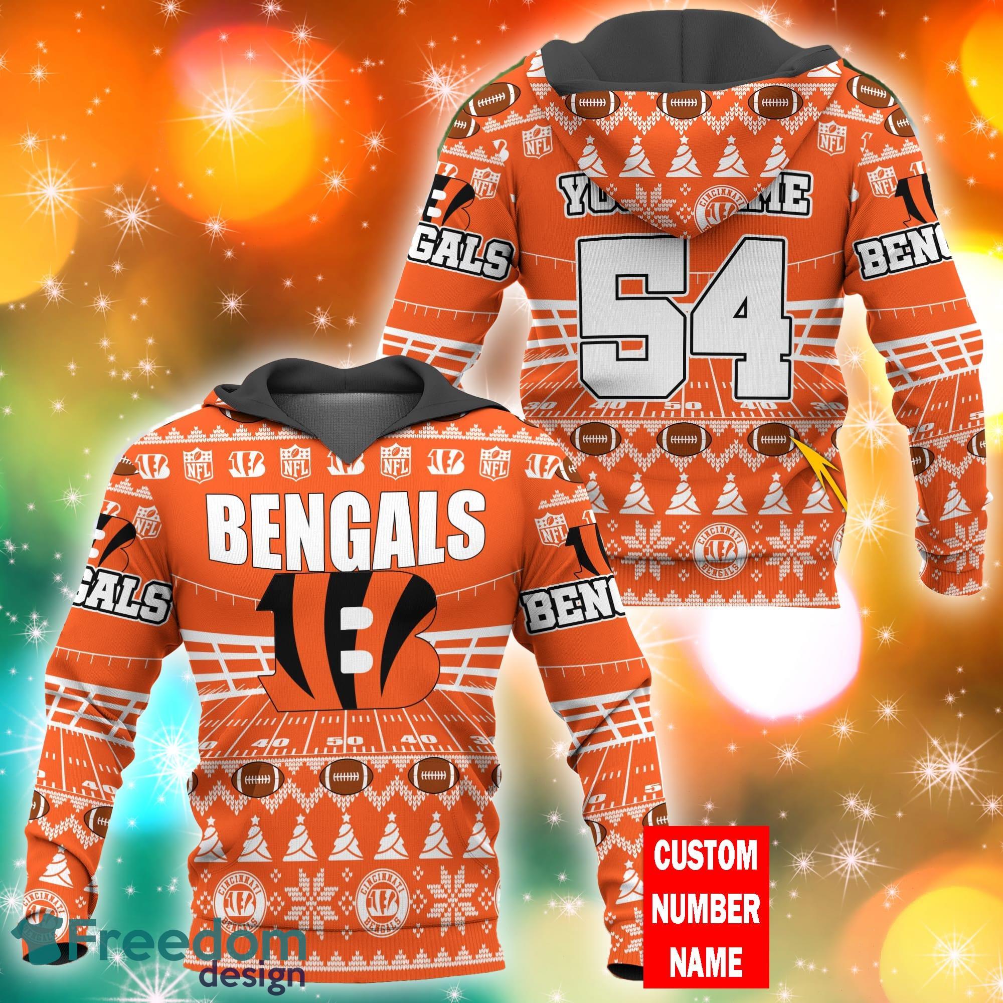 Cincinnati Bengals NFL Ugly Stadiums Christmas 3D Zip Hoodie Custom Number  And Name - Freedomdesign