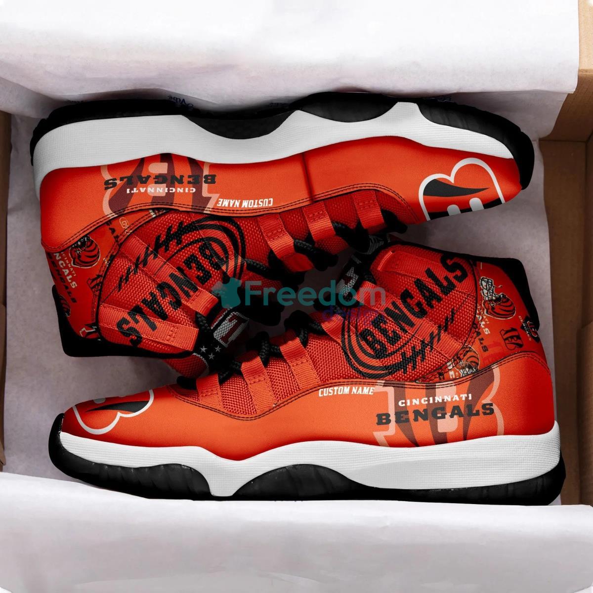 Cincinnati Bengals Orange Air Jordan 11 Shoes Custom Name Shoes Product Photo 2