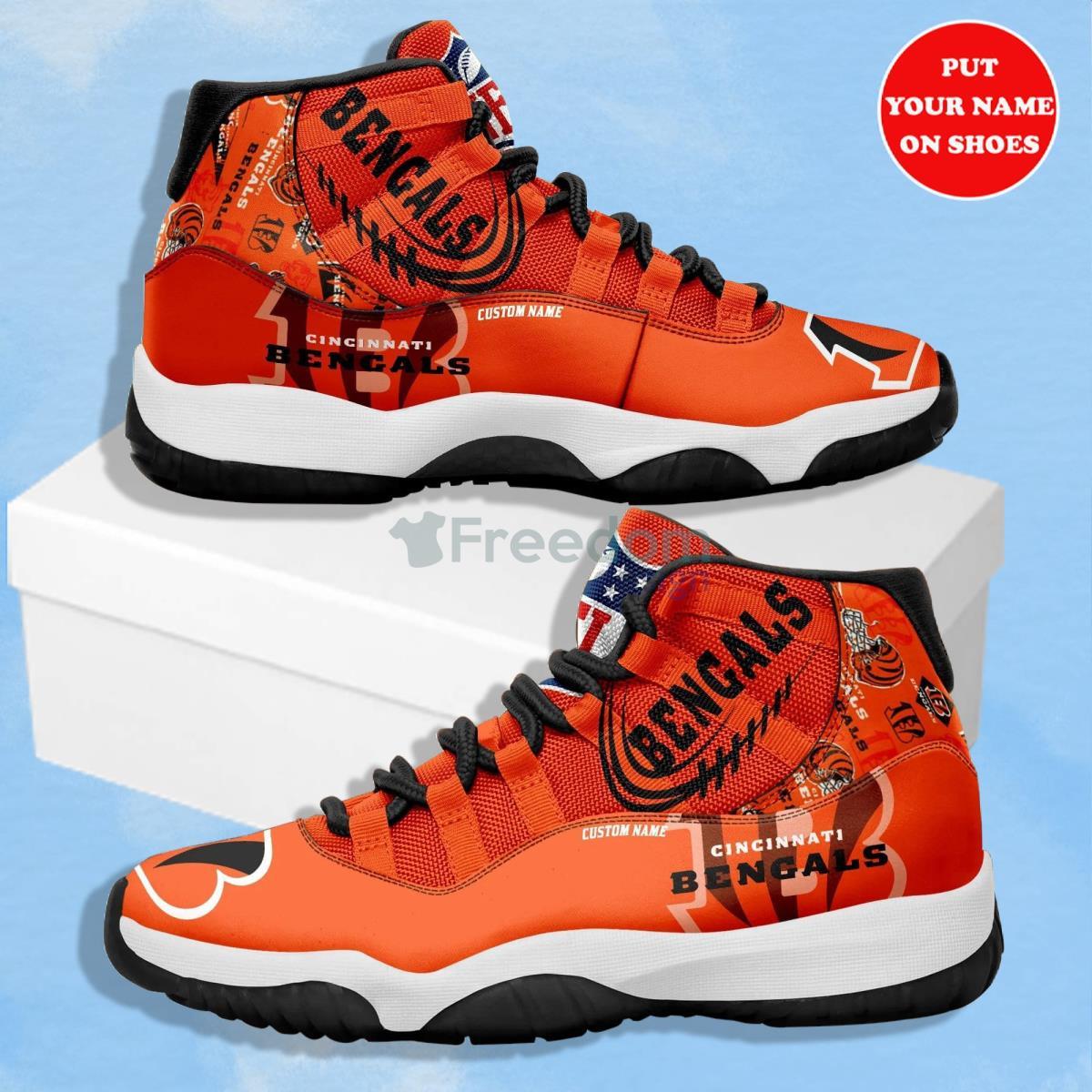 Cincinnati Bengals Orange Air Jordan 11 Shoes Custom Name Shoes Product Photo 1