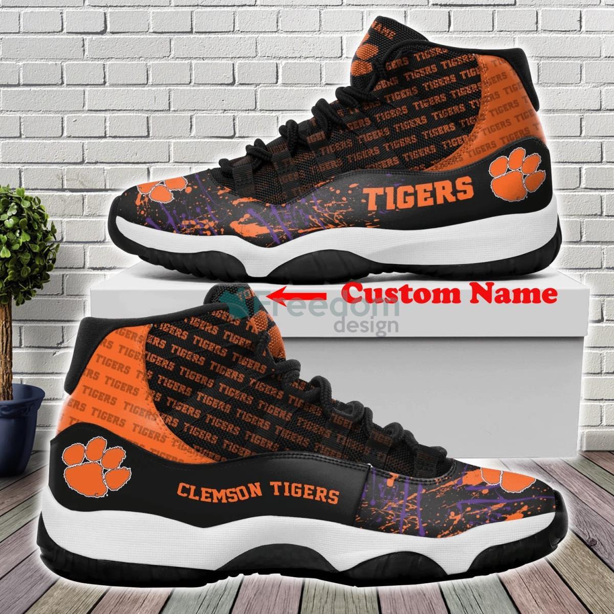 Clemson Tigers Air Jordan 11 Shoes Custom Name Shoes Product Photo 1