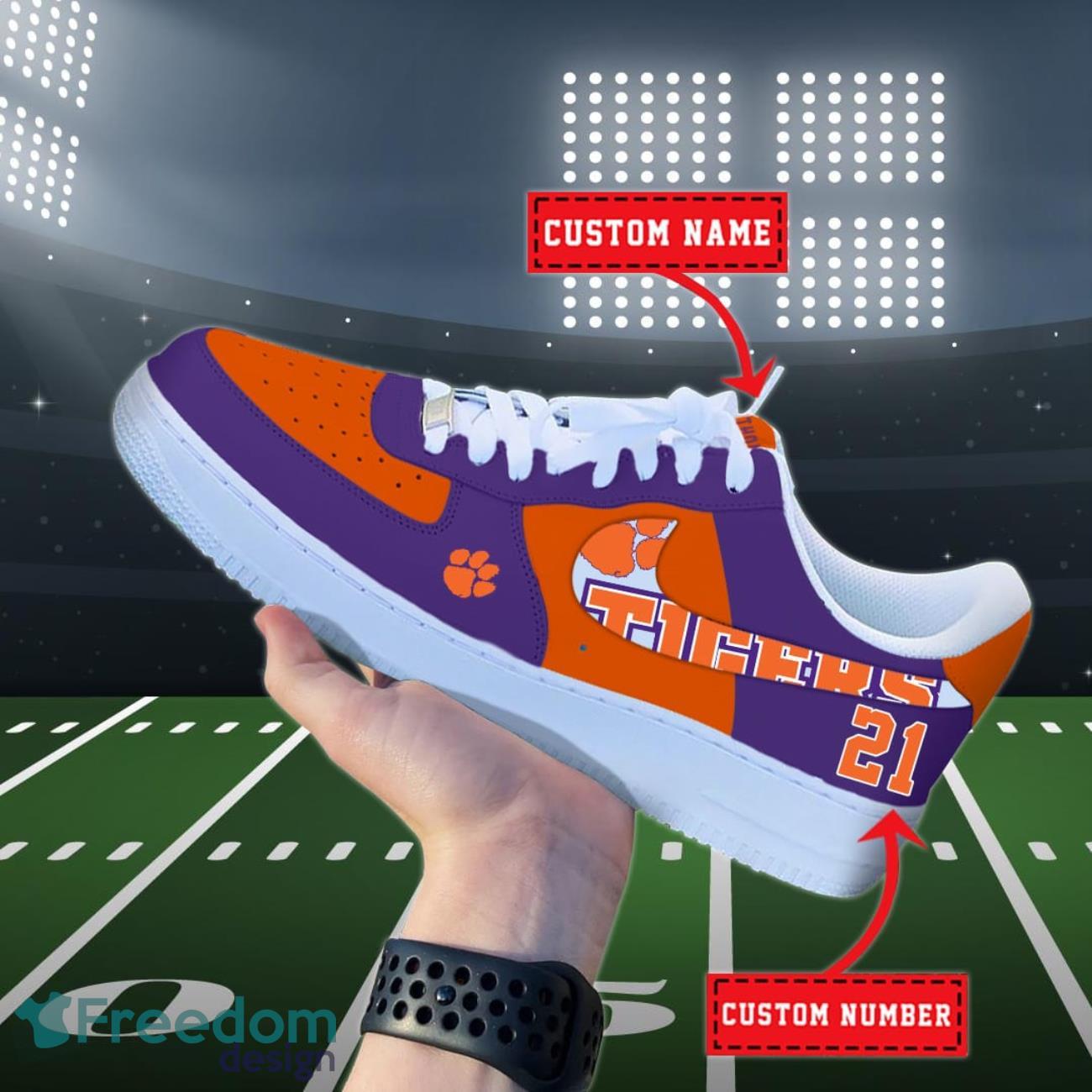 Clemson Tigers NCAA Air Force Shoes Custom Name Product Photo 1