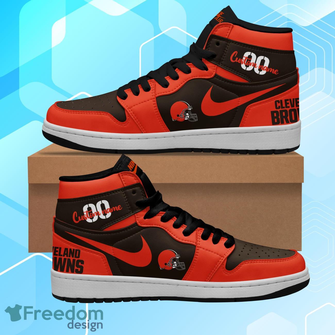 Cleveland Browns Air Jordan Hightop Shoes Custom Name & Number Product Photo 1