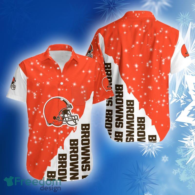 Cleveland Browns Bling Bling Snowflakes Christmas Hawaiian Shirt