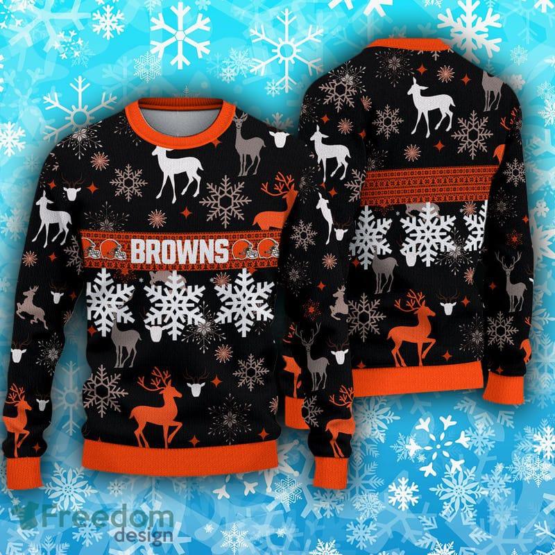 Cleveland Browns Fans Reindeer Pattern Ugly Christmas Sweater Gift