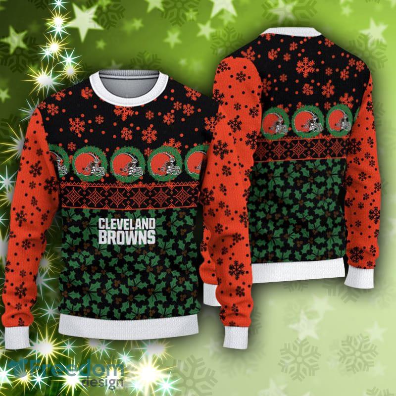 Cleveland Browns Fans Pattern Gingerbread Ugly Christmas Sweater