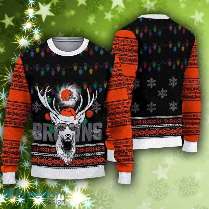 Cleveland Browns Snowflakes Pattern Ugly Christmas Sweater