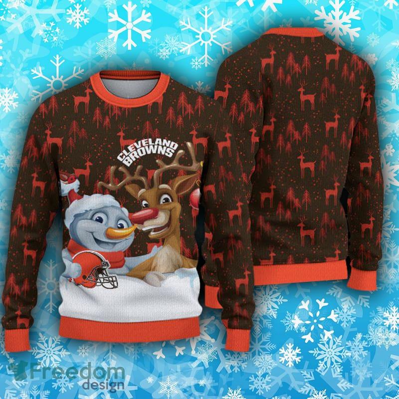 Cleveland Browns Christmas Reindeers Pattern Ugly Sweater For Men Women -  Banantees