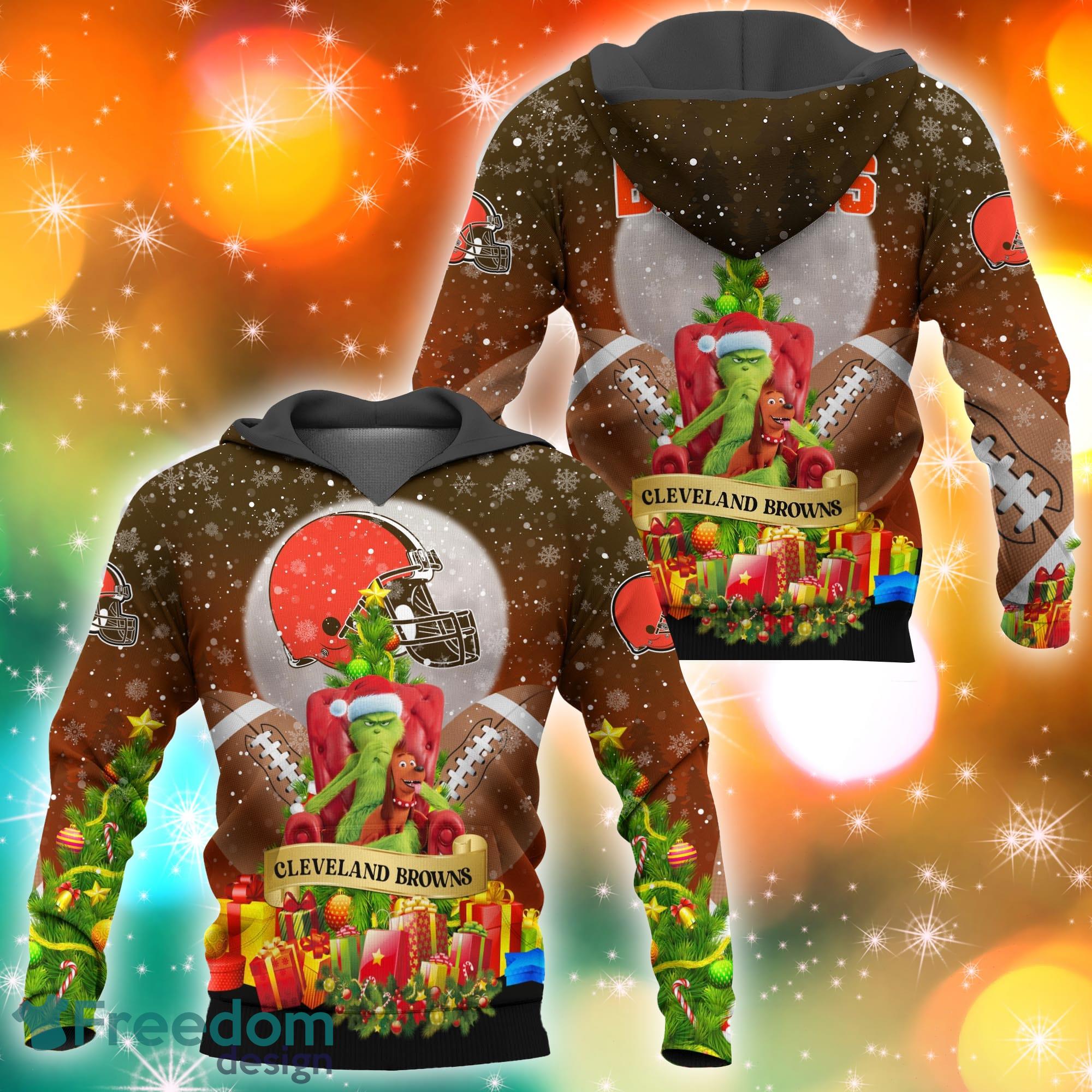 Grinch Cleveland Browns 3D Ugly Christmas Sweater