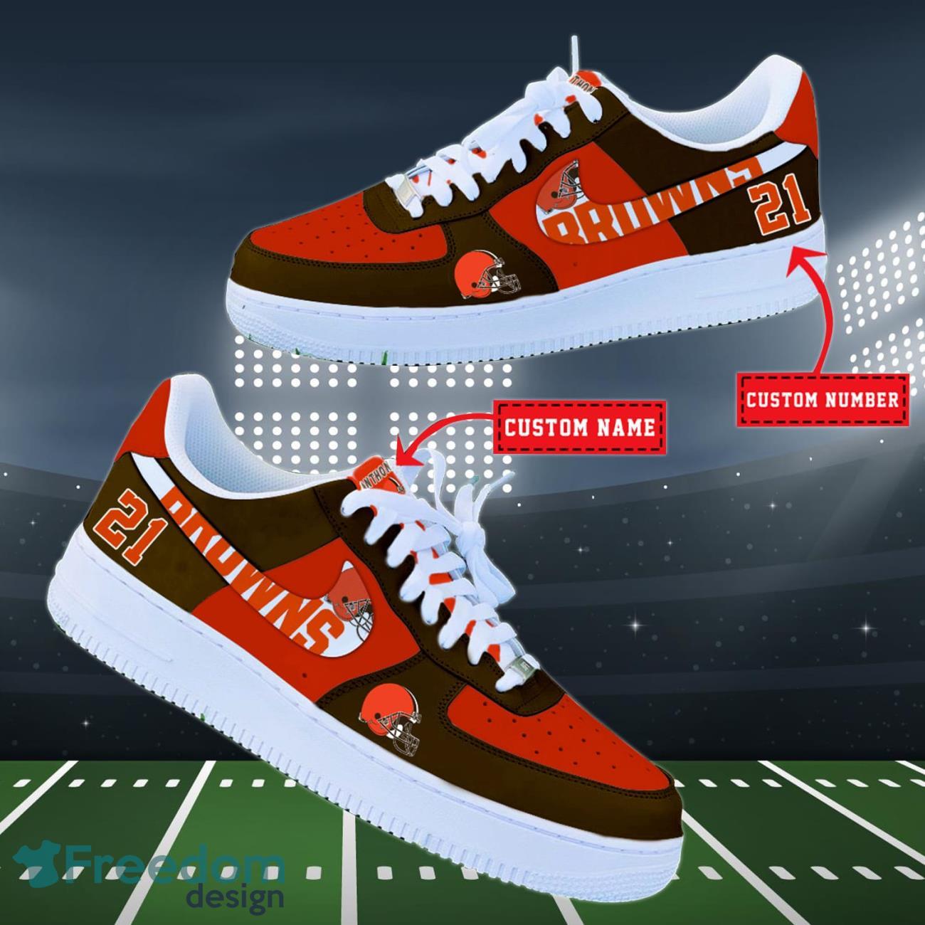 Cleveland Browns NFL Personalized Air Force Shoes Custom Name Product Photo 2