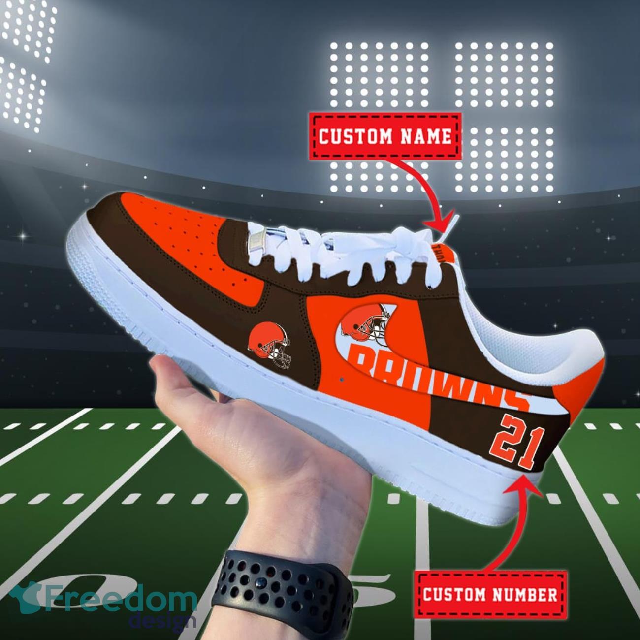 Cleveland Browns NFL Personalized Air Force Shoes Custom Name Product Photo 1