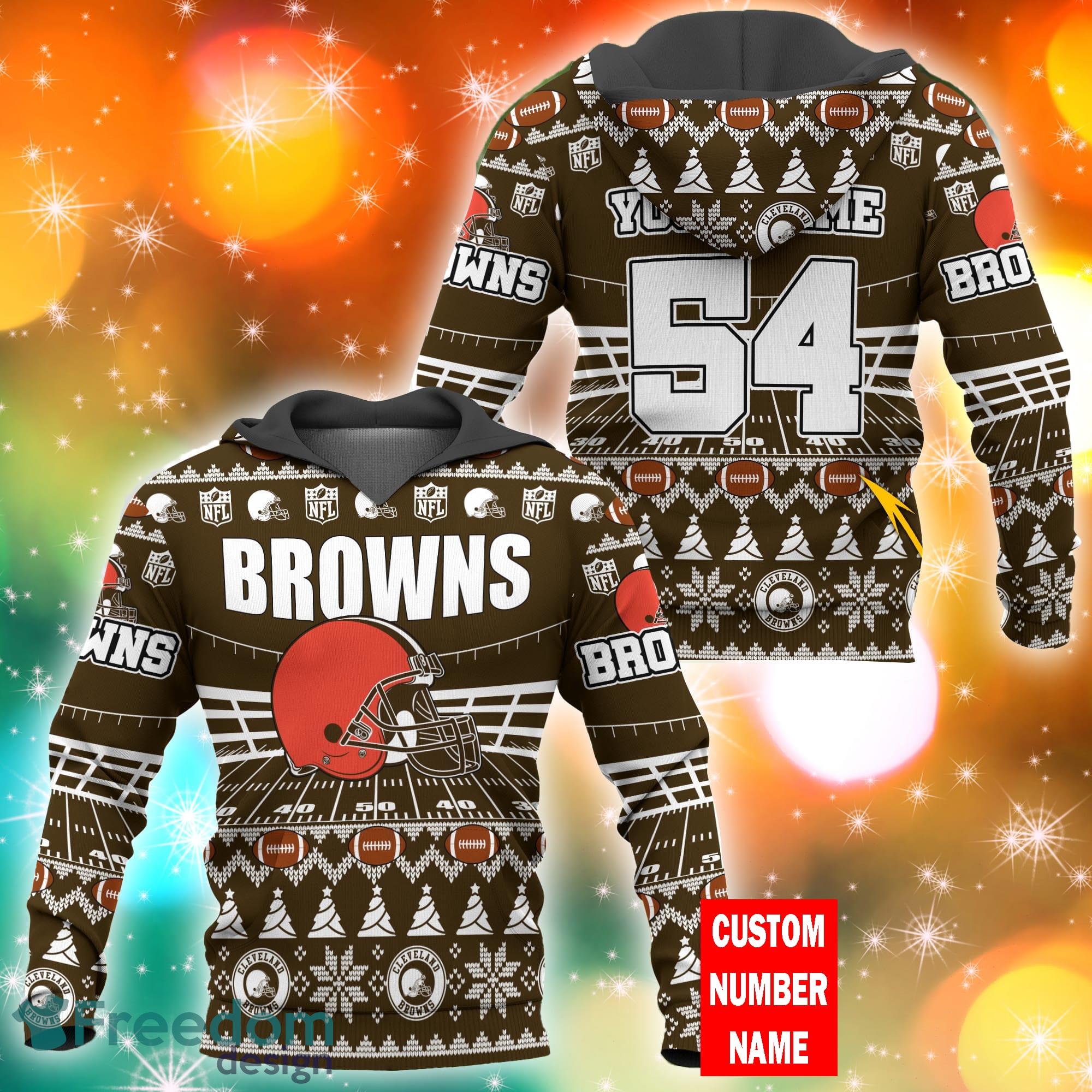 NFL Logo Cleveland Browns 12 Grinch Xmas Day Ugly Christmas