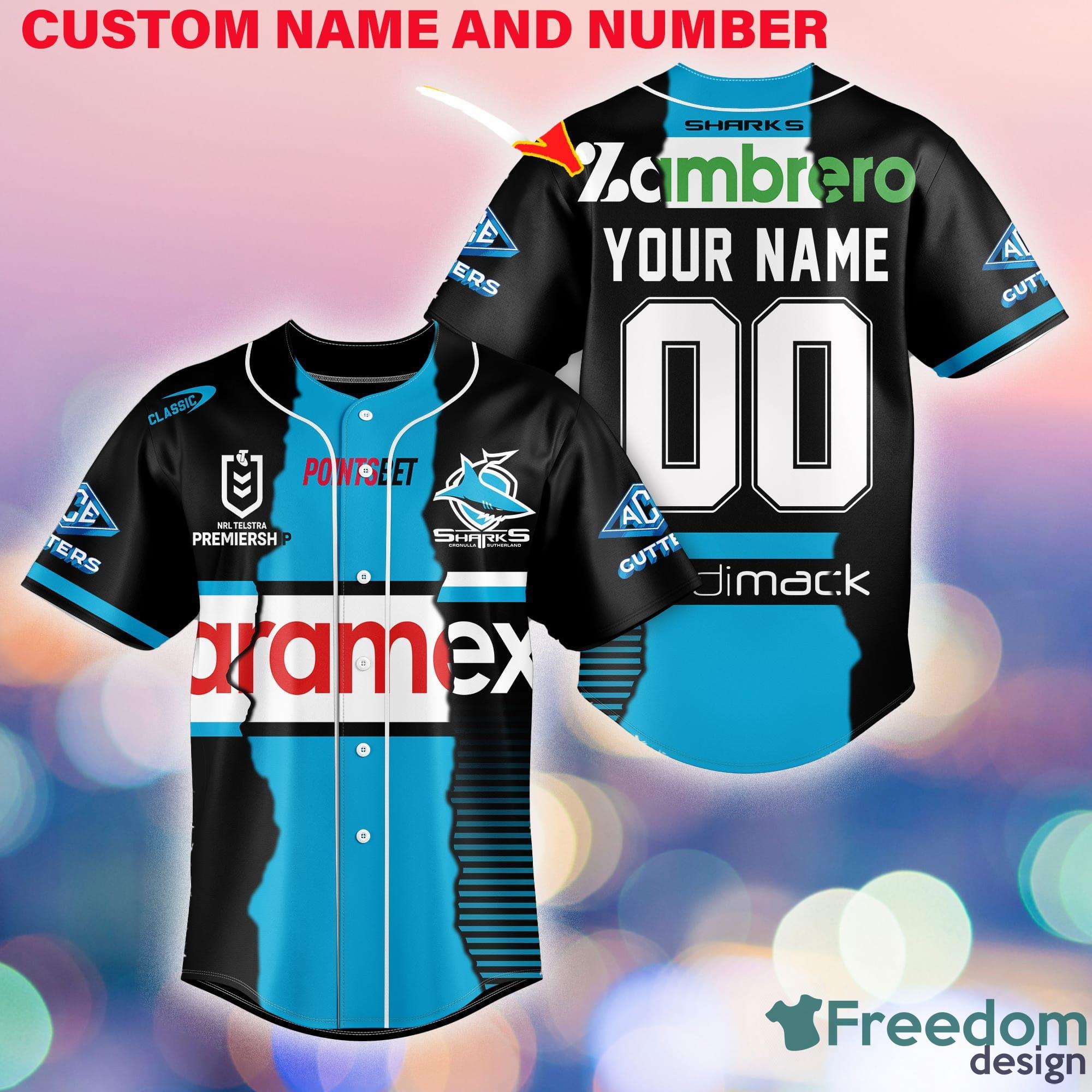 Cronulla-Sutherland Sharks Custom Name & Number NRL Baseball