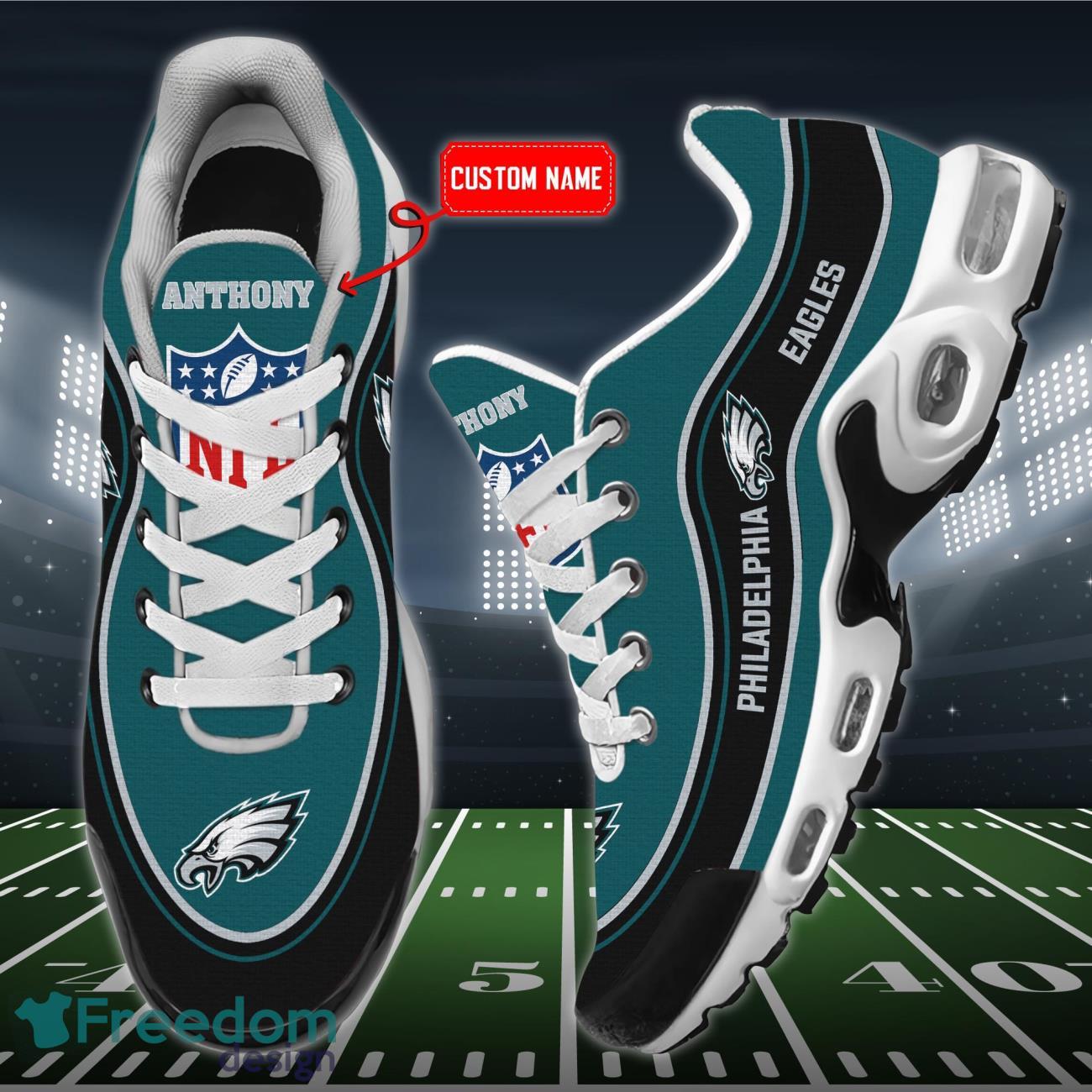 Custom Name Philadelphia Eagles NFL Air Cushion Sports Shoes Product Photo 2