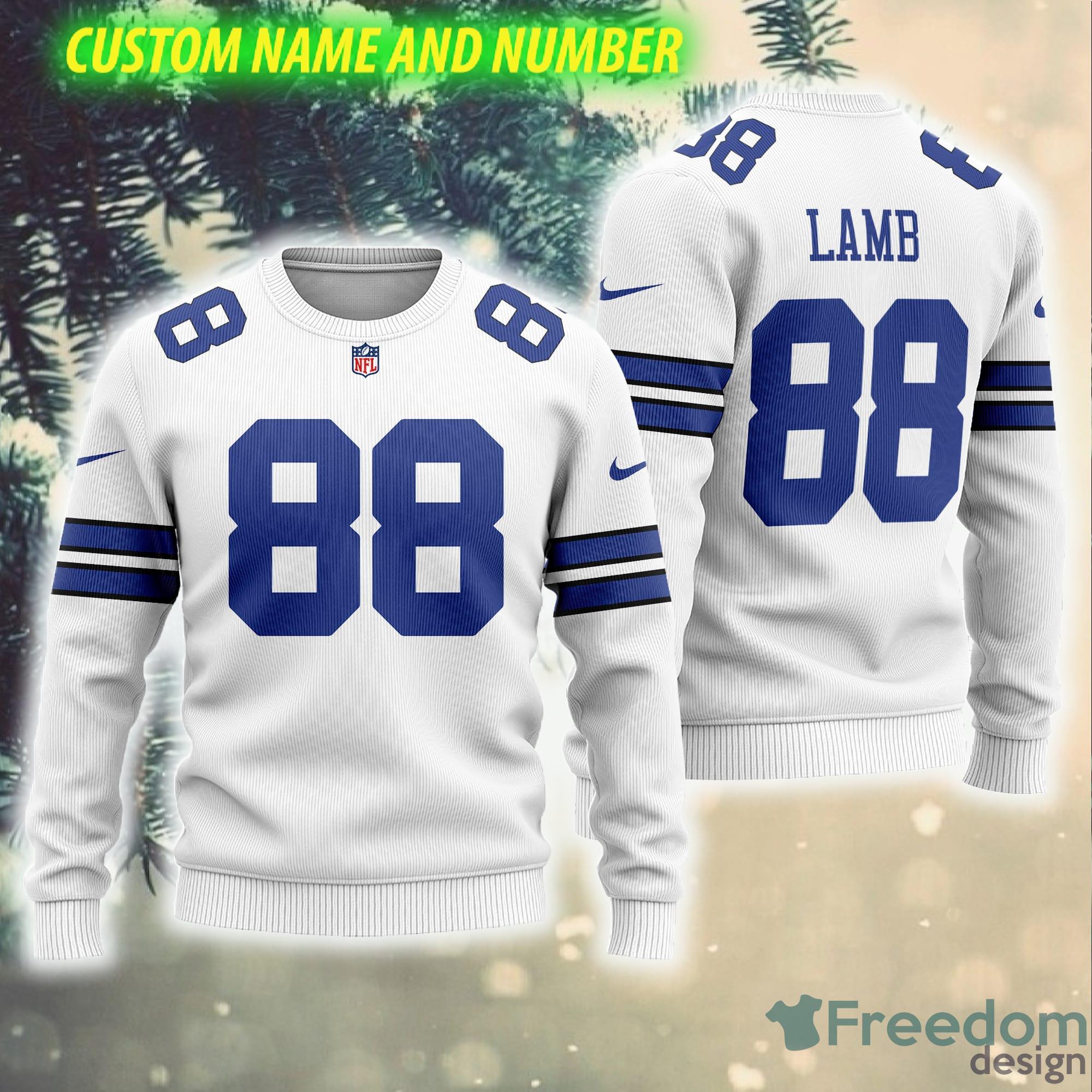 Custom Number And Name CeeDee Lamb 88 Dallas Cowboys NFL 3D Hug Ugly  Christmas Sweater White Gift For Fans - Freedomdesign