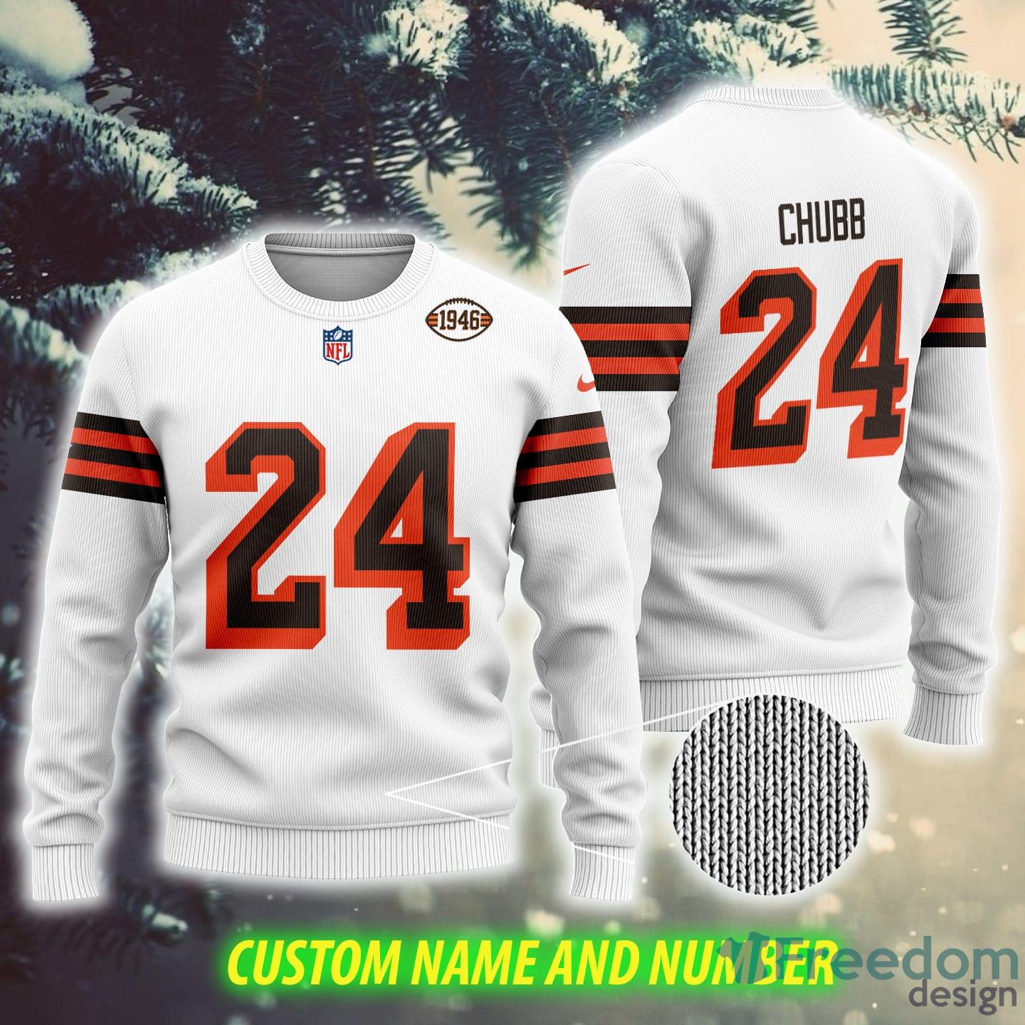 Custom Number And Name NFL Cleveland Browns 1946 Mayfield AOP Santa Ugly  Christmas Sweater White Gift For Fans - Freedomdesign