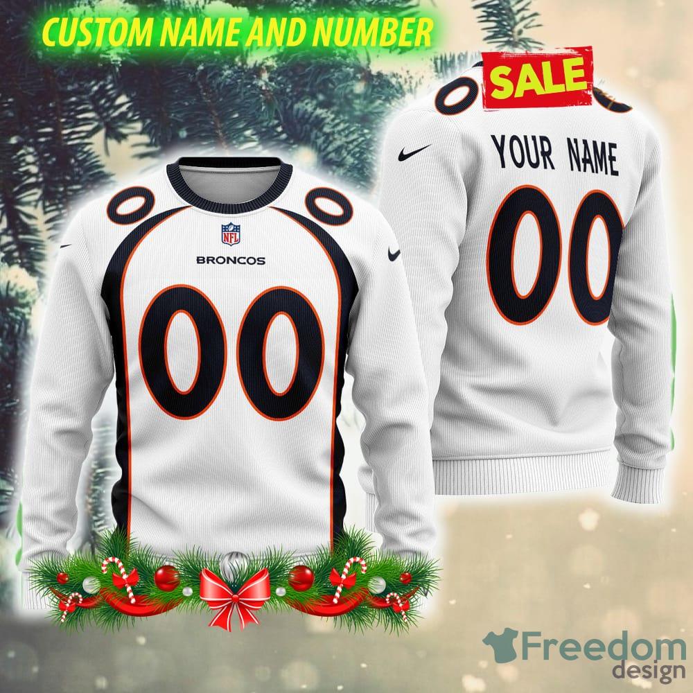 Custom Number And Name NFL Denver Broncos Russell Wilson Wool Knitted Parka Ugly  Christmas Sweater White Gift For Fans - Freedomdesign