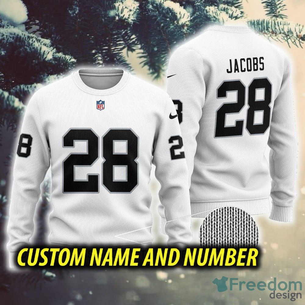 Custom Number And Name NFL Oakland Raiders AOP Bauble Ugly Christmas Sweater White Gift For Fans - Custom Number And Name NFL Oakland Raiders AOP Bauble Ugly Christmas Sweater White Gift For Fans