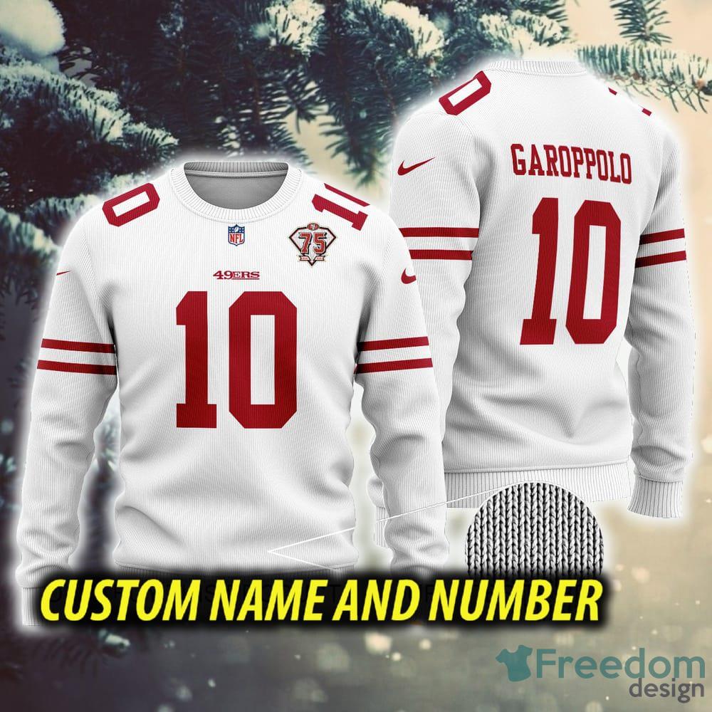 Custom Number And Name NFL San Francisco 49ers Pattern Knitted Candle Ugly Christmas Sweater White Gift For Fans - Custom Number And Name NFL San Francisco 49ers Pattern Knitted Candle Ugly Christmas Sweater White Gift For Fans