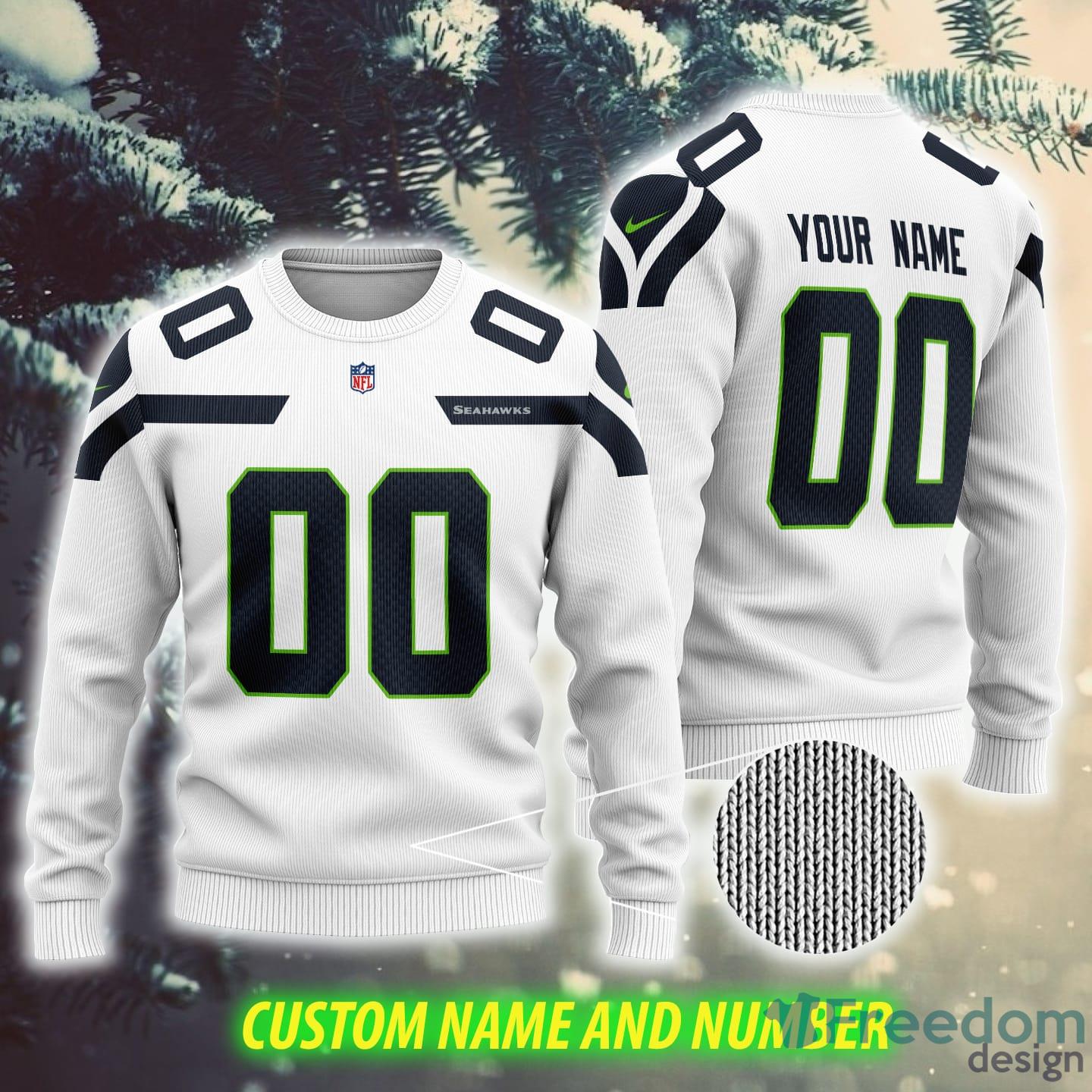 NFL Seattle Seahawks Boutique AOP Custom Number And Name Ugly Christmas  Sweater Black Gift For Fans - Freedomdesign