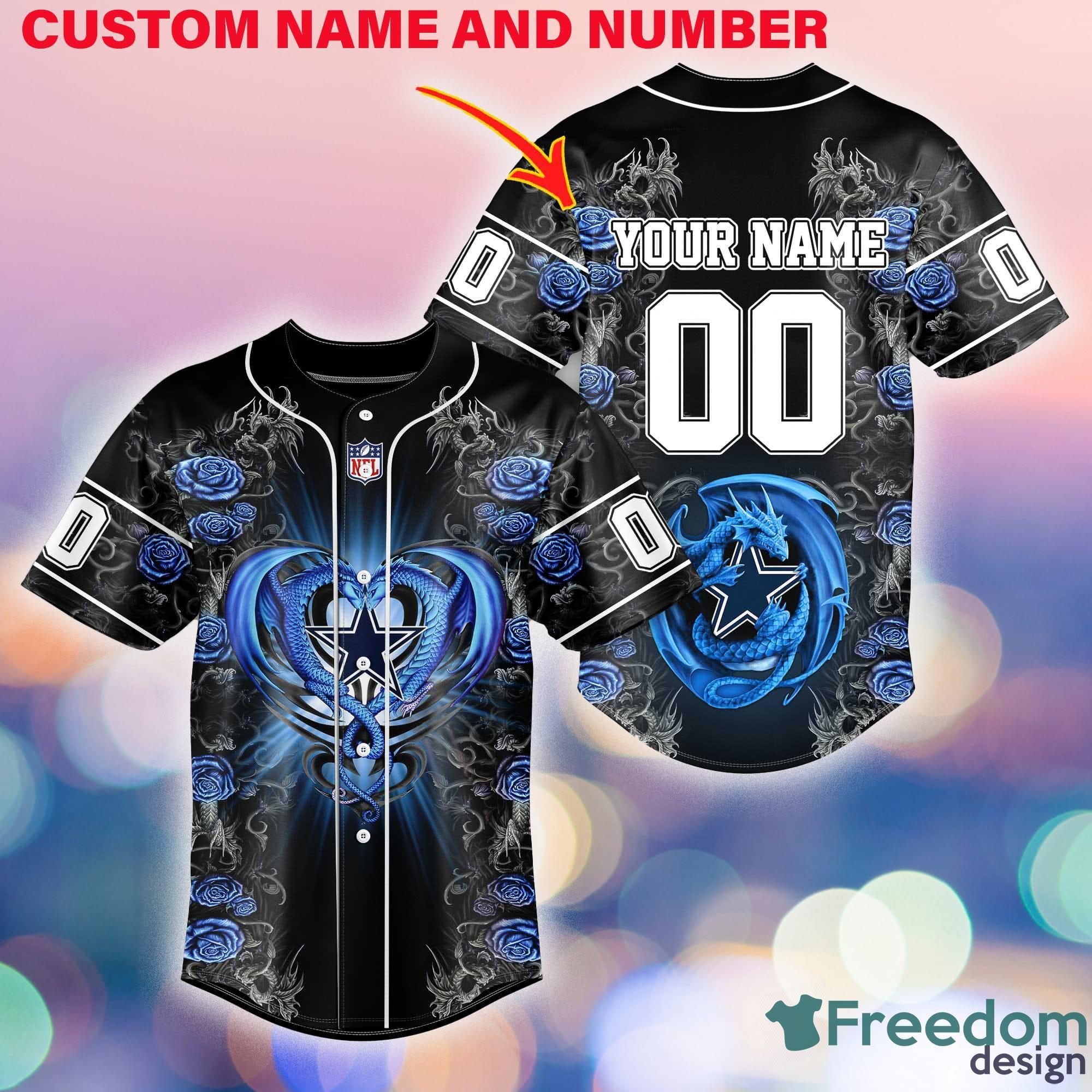 Dallas Cowboys Design Custom Number And Name NFL Dragon Jersey Shirt Gift  For Fans - Freedomdesign