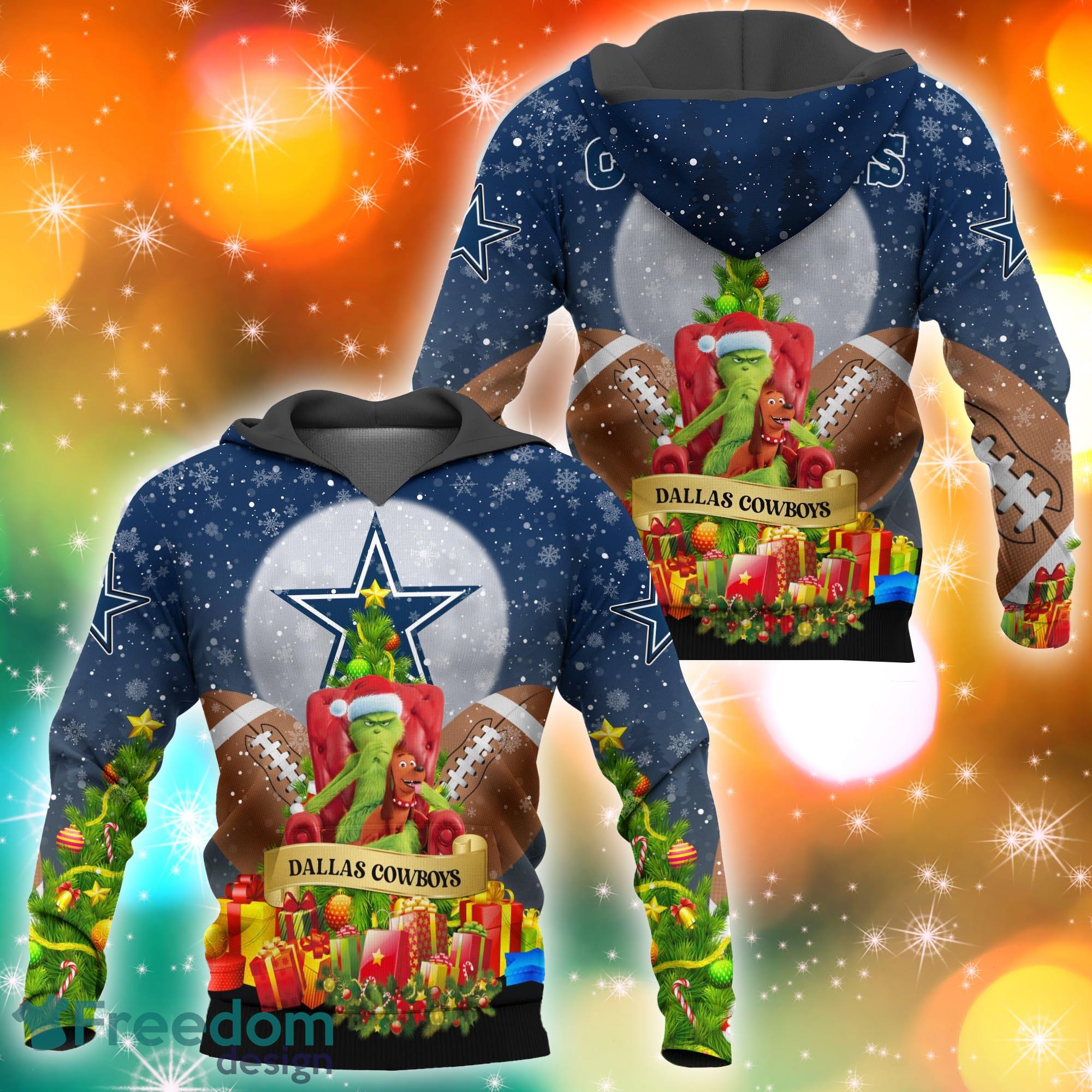 Dallas Cowboys NFL Grinch Christmas Tree 3D Hoodie Pullover Prints