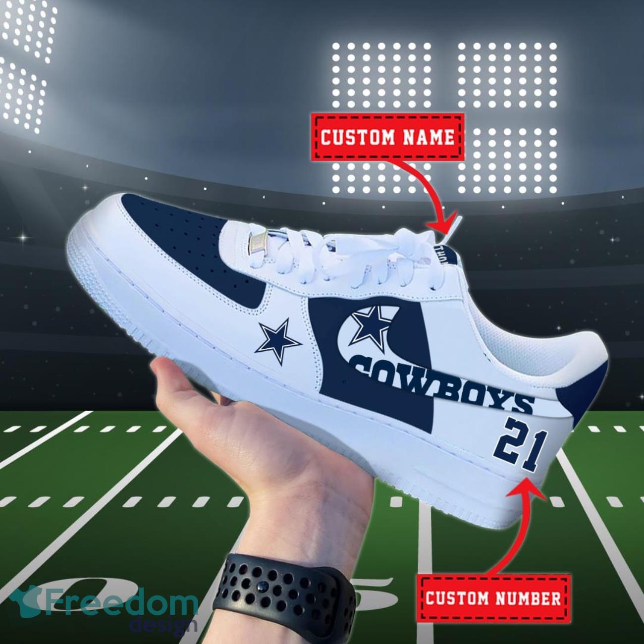 Dallas Cowboys NFL Personalized Air Force Shoes Custom Name Product Photo 1