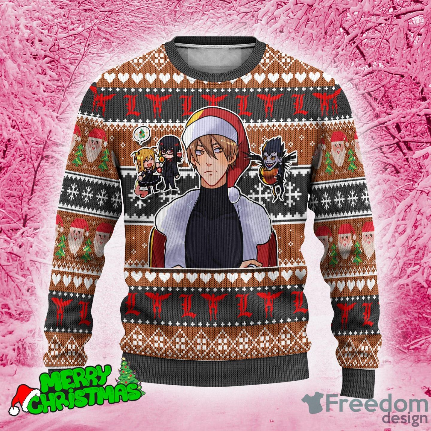 Death Note Ugly Christmas Sweater Light Yagami Knitted Gift Anime For Men  And Women - Freedomdesign