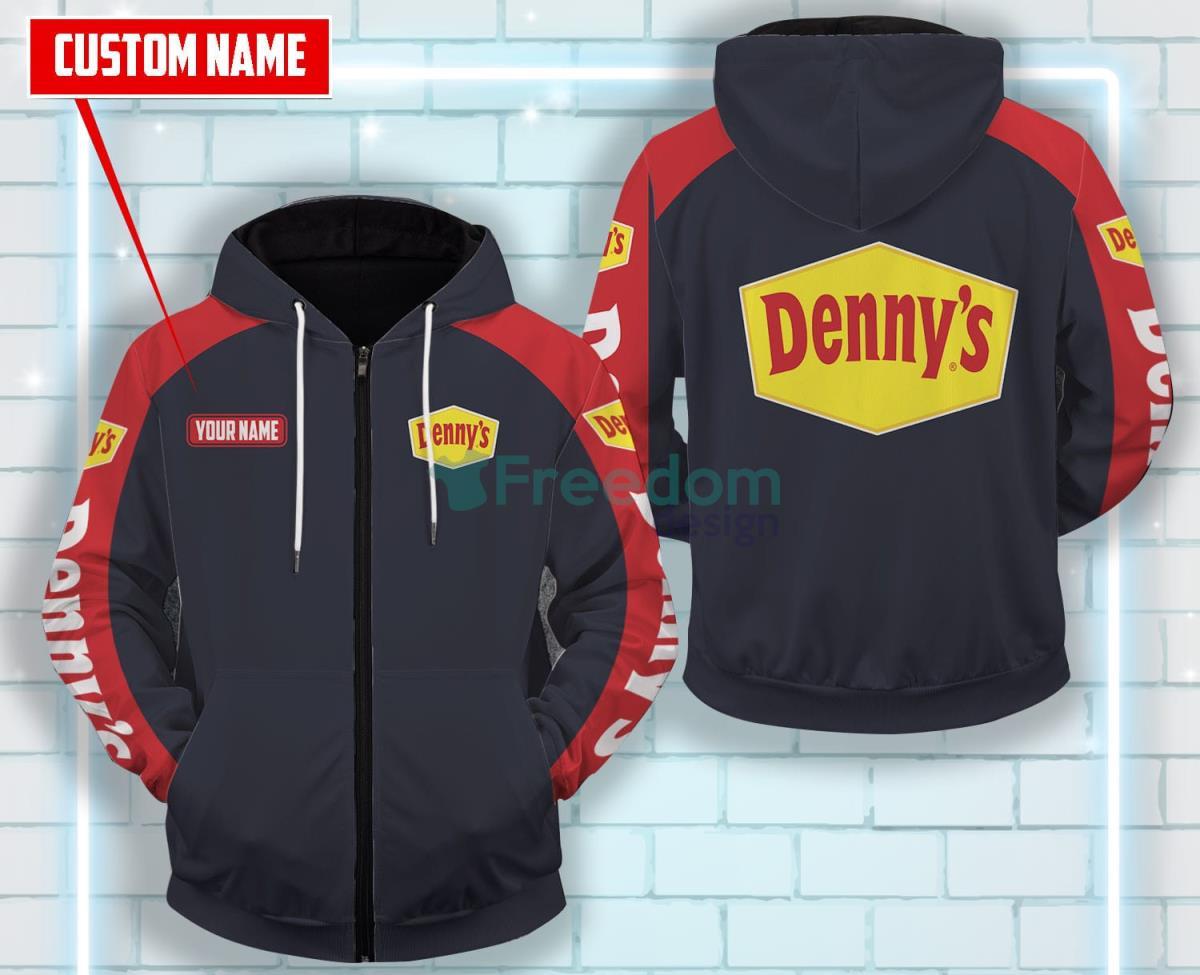 DENNY'S All Over Printed 3D Custom Name Zip Hoodie Product Photo 1