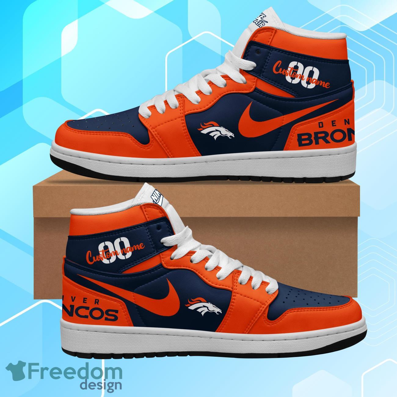 Denver Broncos Air Jordan Hightop Shoes Custom Name & Number Product Photo 2