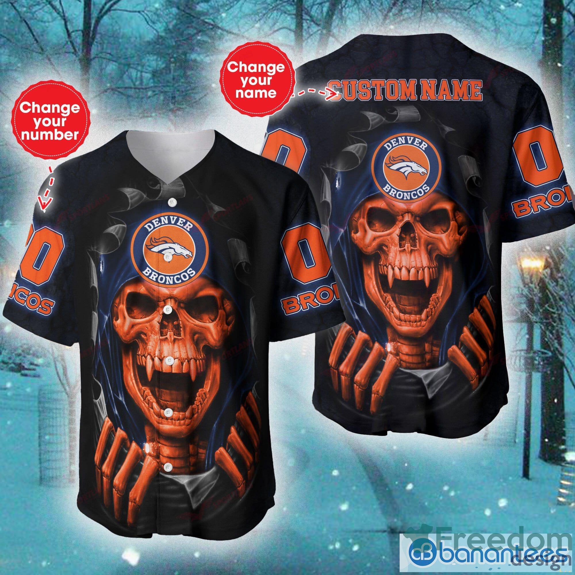 Denver Broncos NFL Baseball Jersey Shirt Skull Custom Number And Name For  Fans Gift Halloween - Freedomdesign