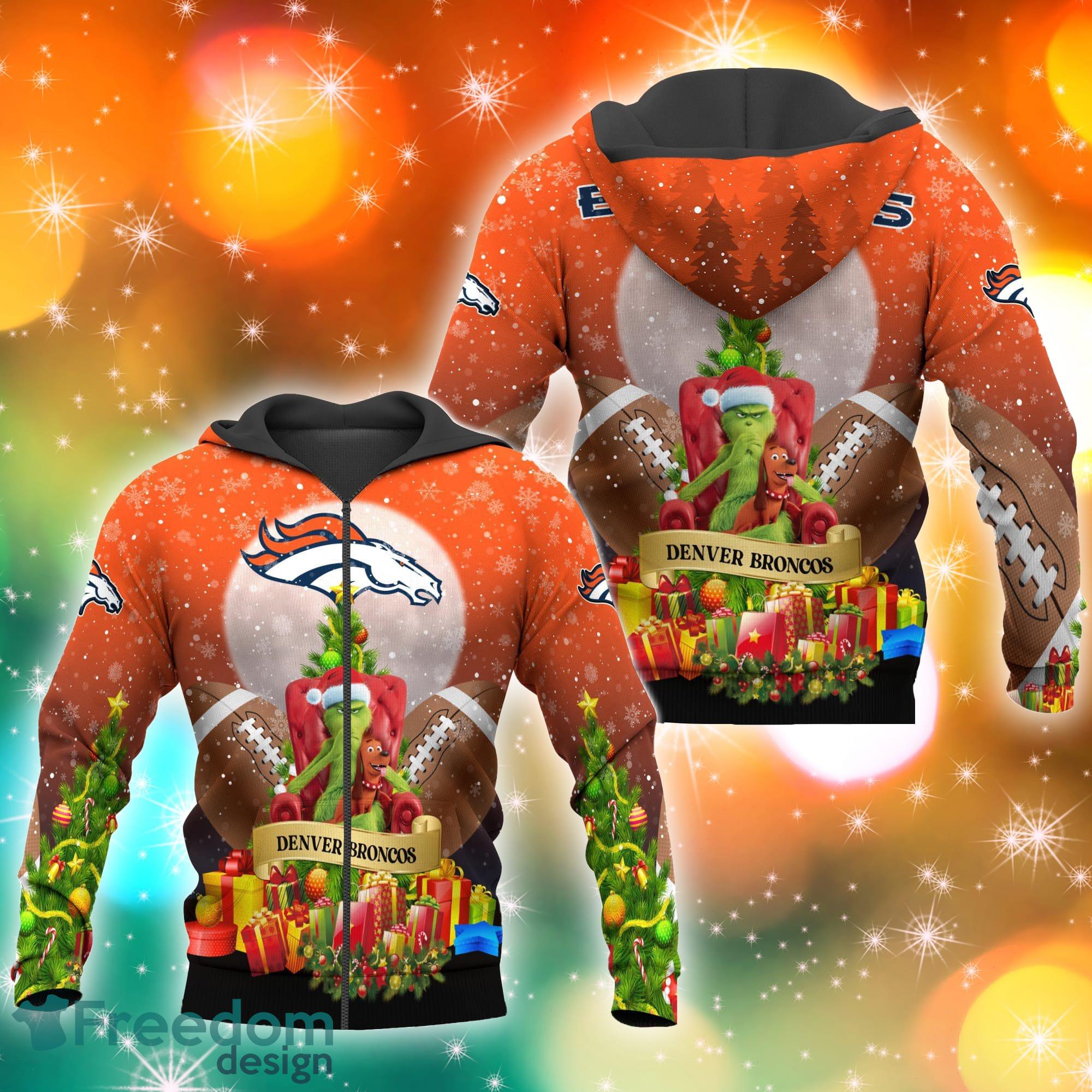 Denver Broncos NFL Grinch Christmas Tree 3D Hoodie Pullover Prints -  Freedomdesign