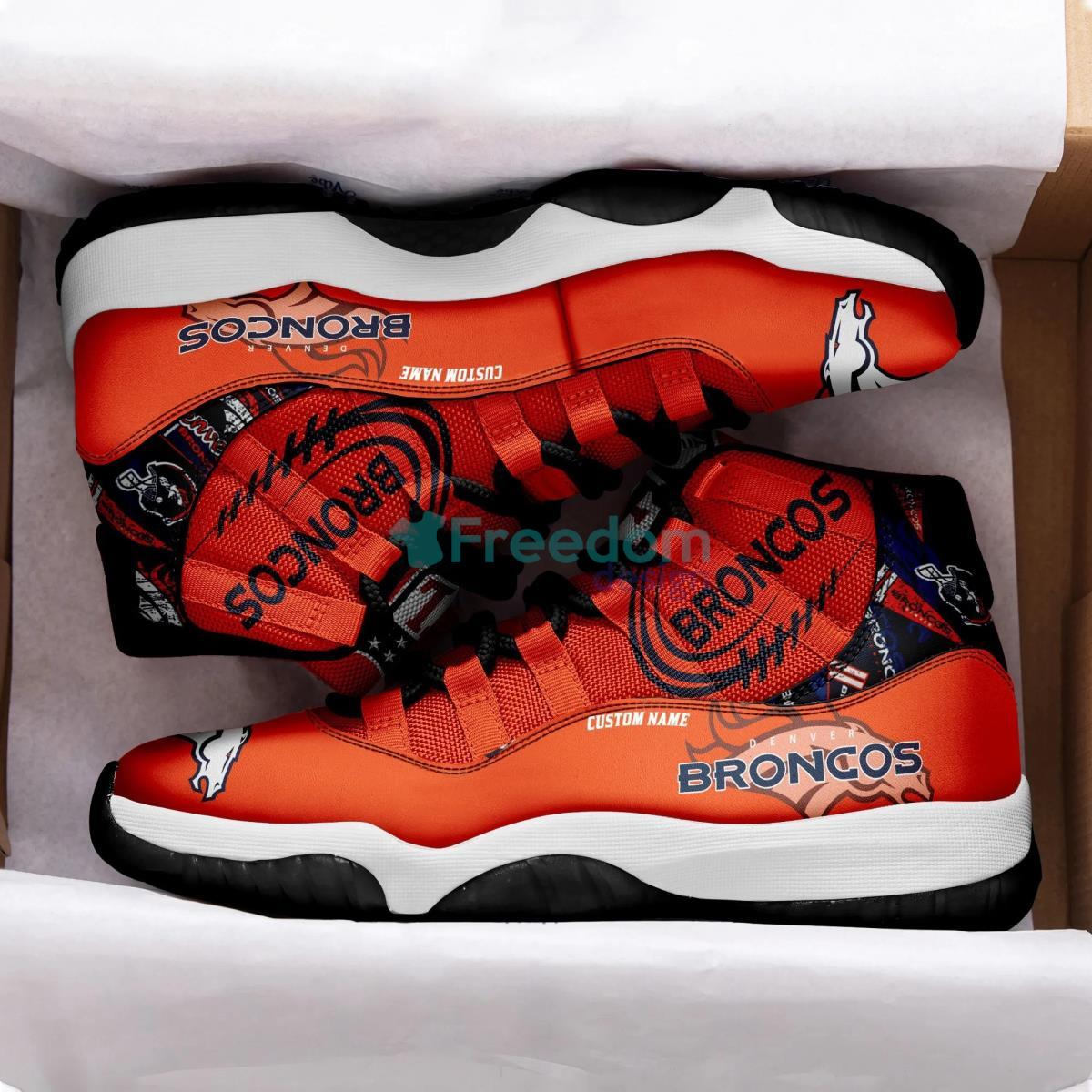 Denver Broncos NFL Logo Air Jordan 11 Shoes Custom Name Shoes Product Photo 2